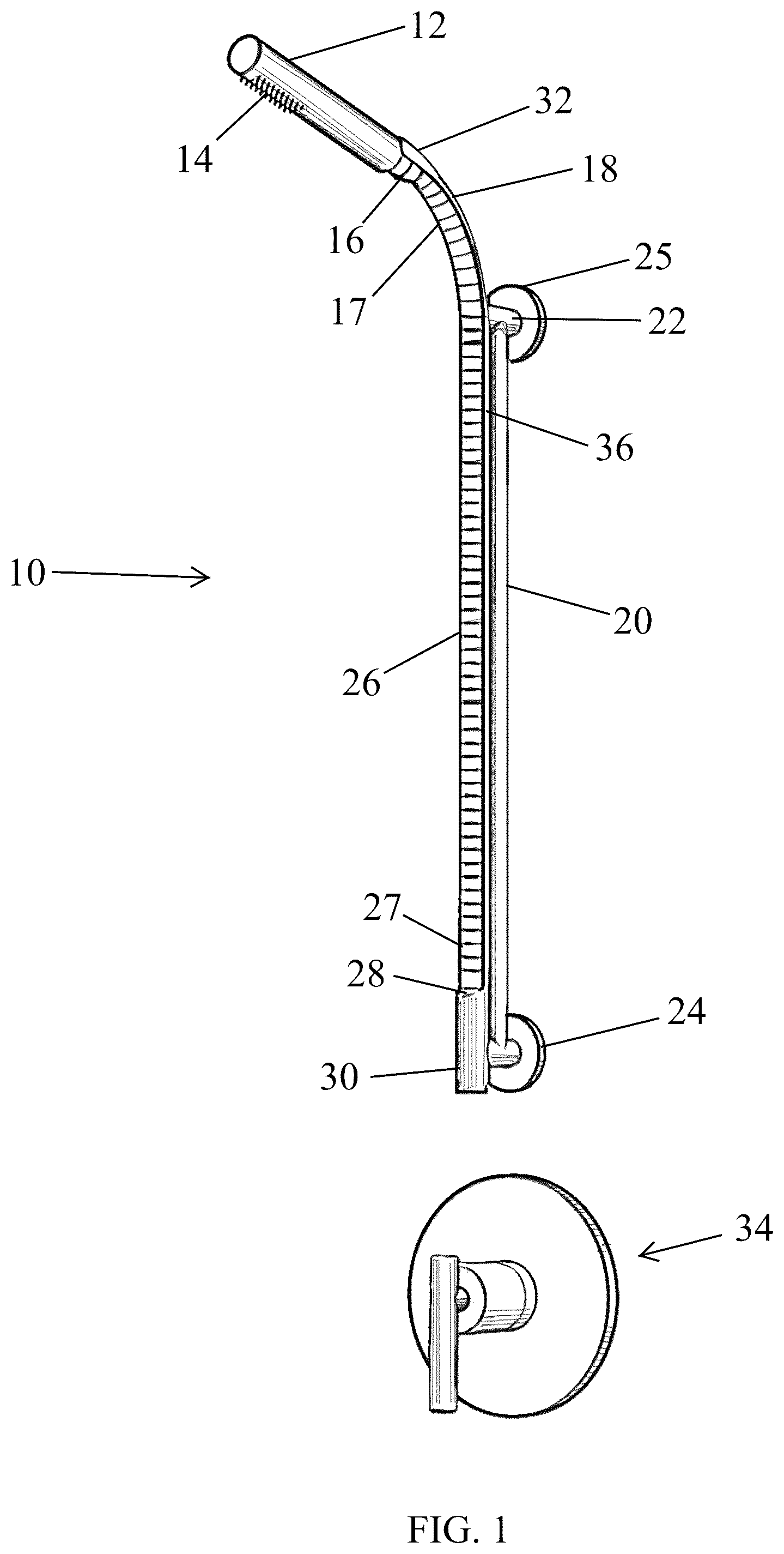 Patent US11814829 Figure 1 – Shower hose management