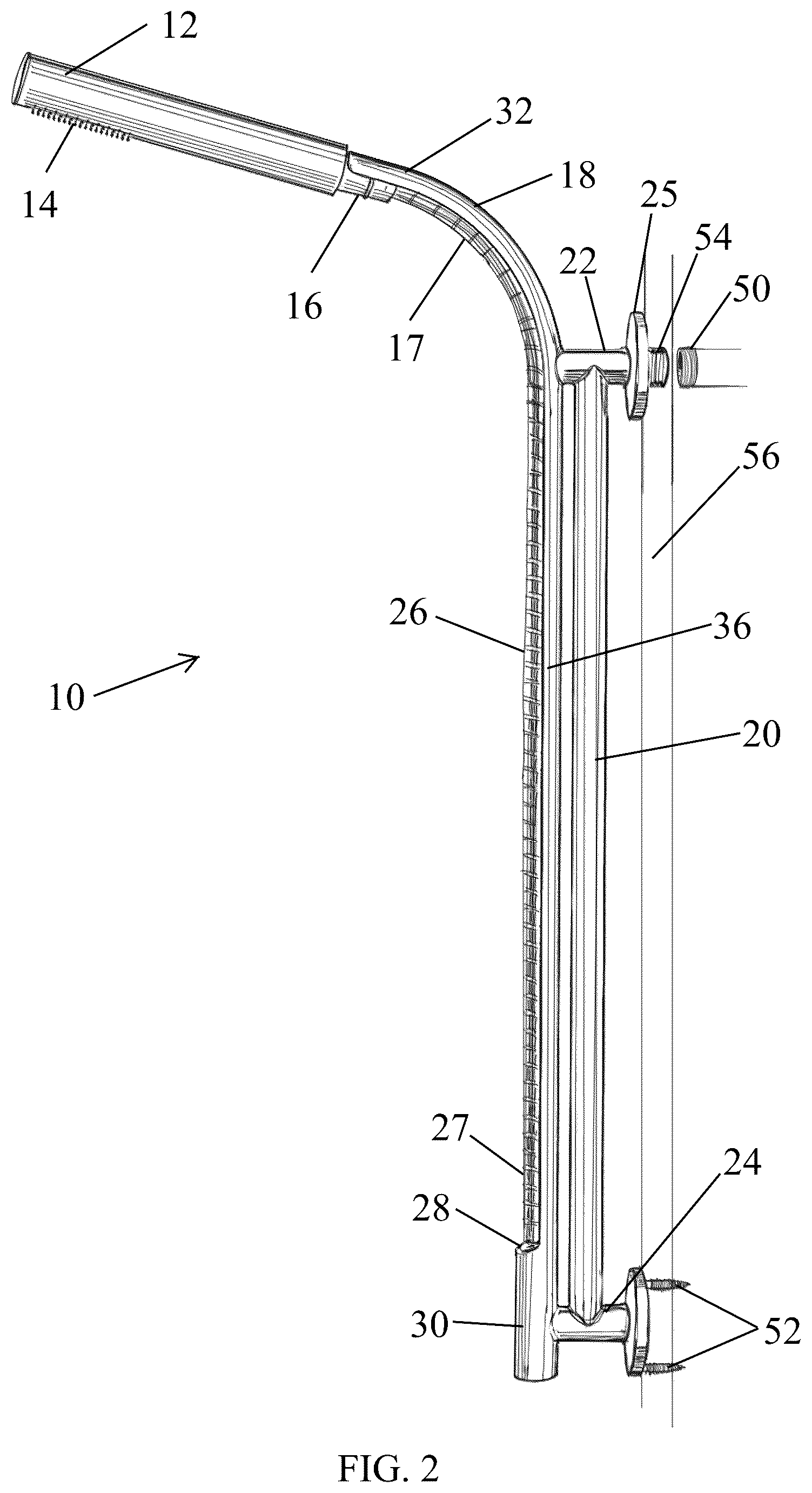 Patent US11814829 Figure 2 – Shower hose management