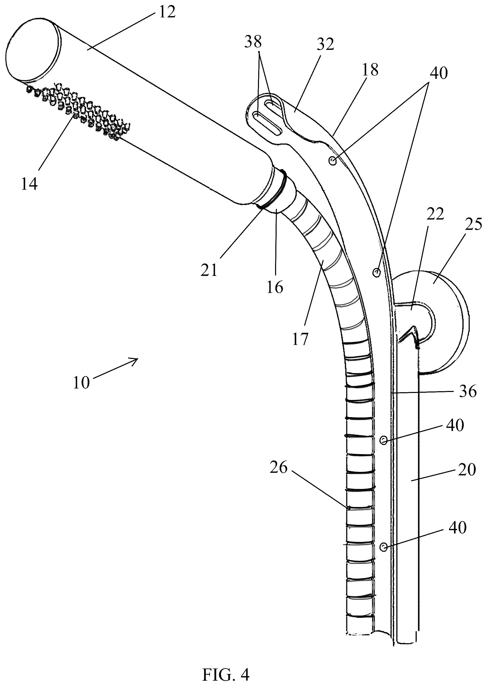 Patent US11814829 Figure 4 – Shower hose management