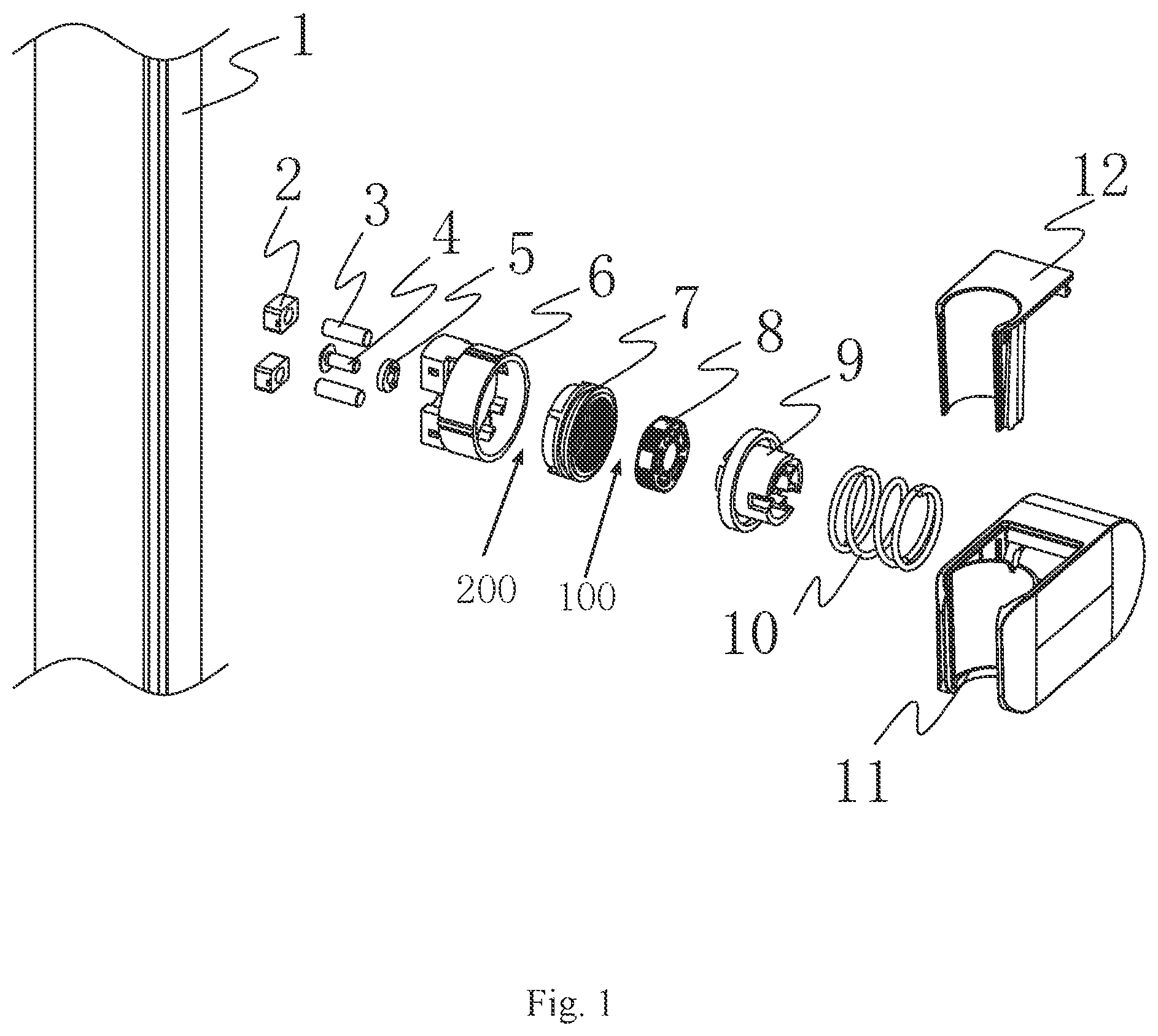 Patent US11814830 Figure 1 – Shower plug bracket and moving assembly