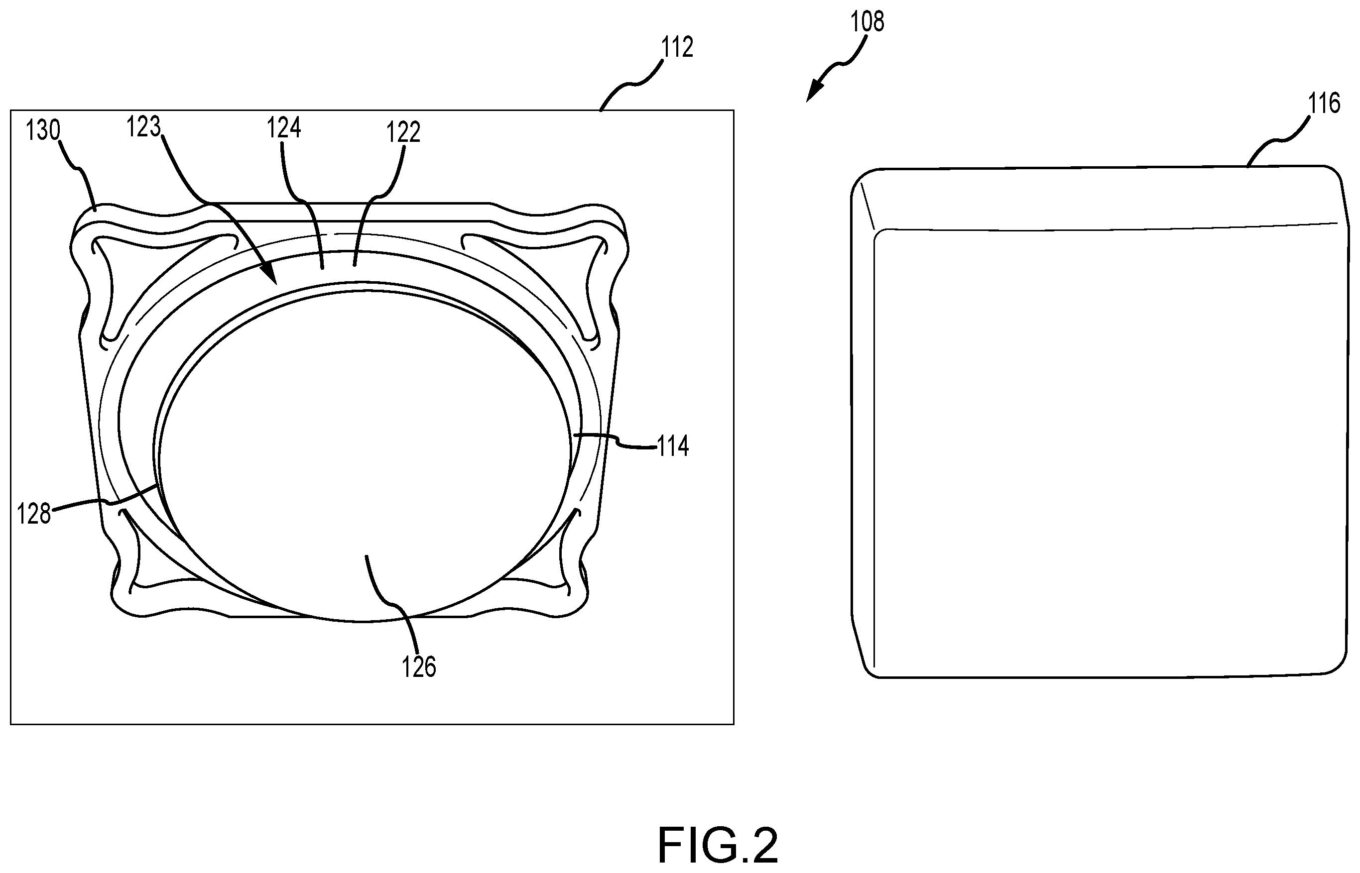 Patent US11814832 Figure 2 – Overflow covers and overflow systems for bathtubs