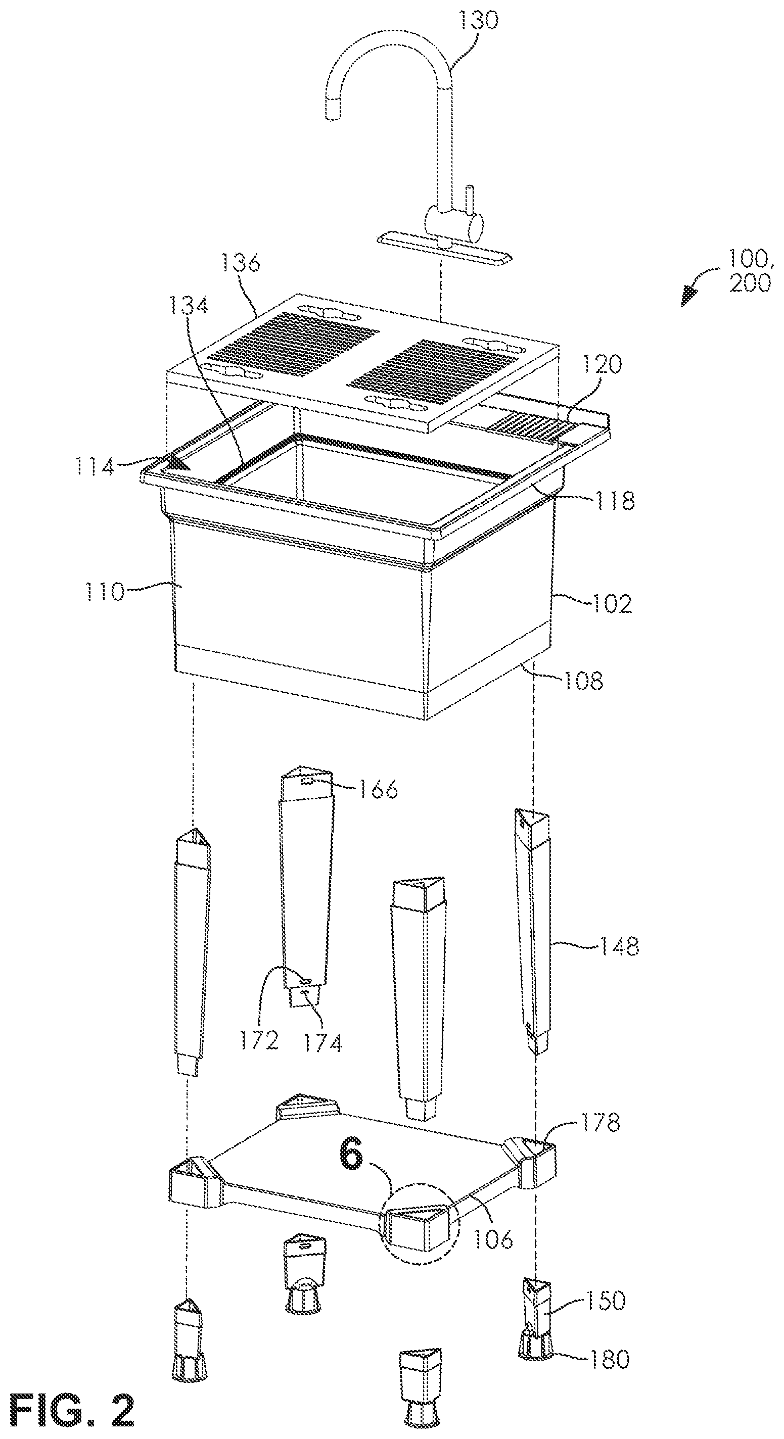 Patent US11814833 Figure 2 – Utility sink system and method of assembly