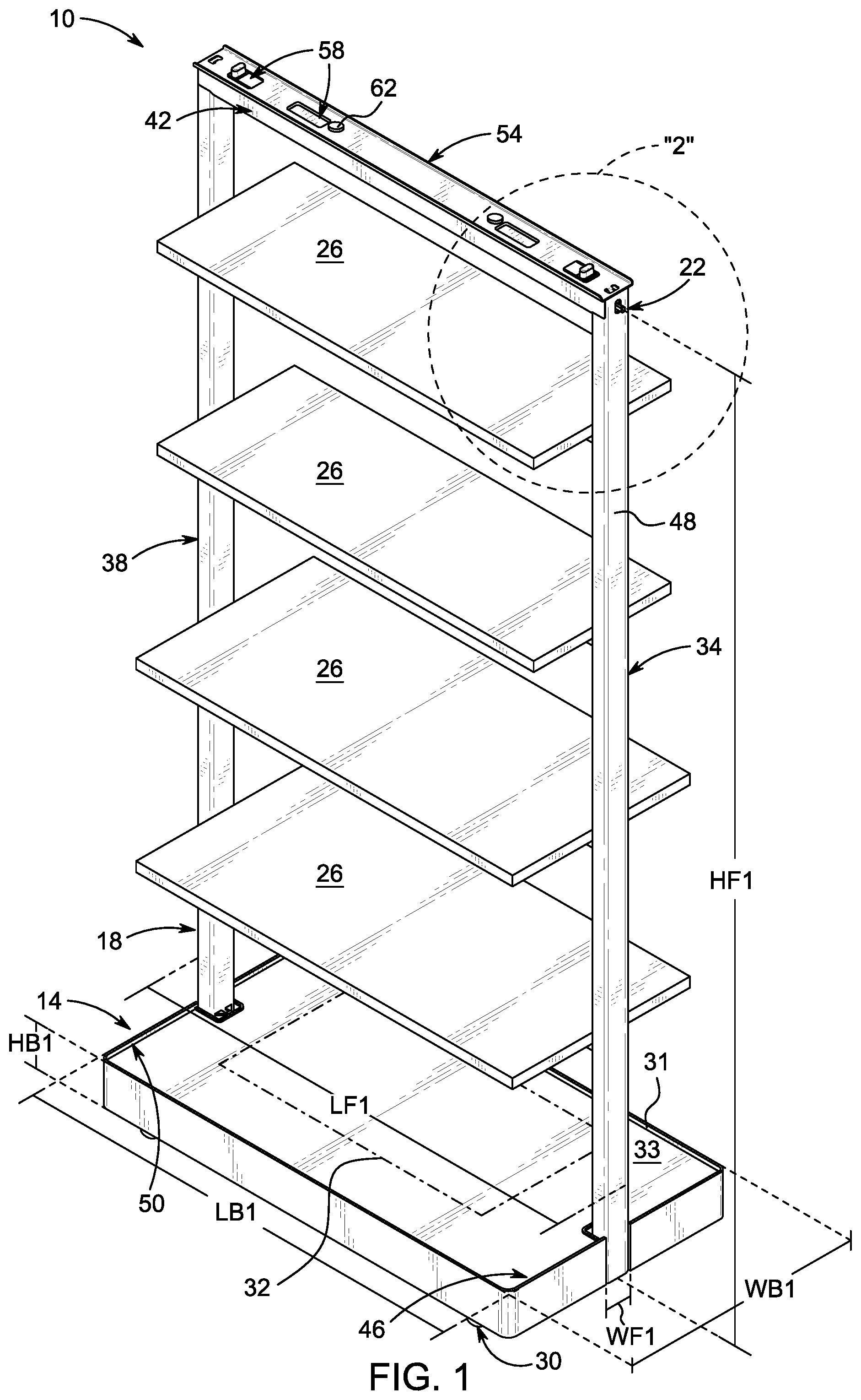 Patent US11814839 Figure 1 – Mobile wall including an alignment mechanism