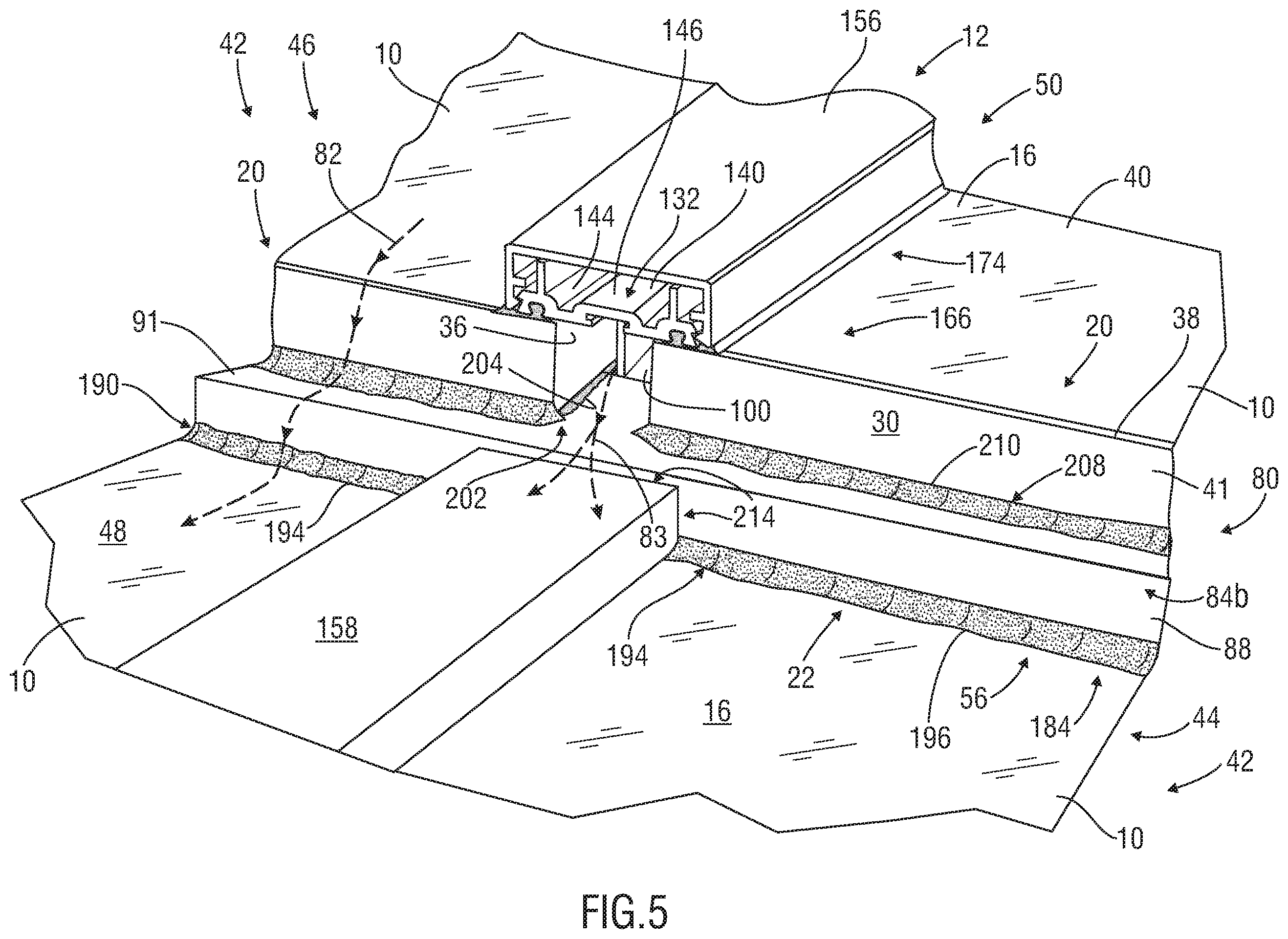 Patent US11814846 Figure 4 – Methods of forming a leakproof pitched roof section or wall with the use of solar panels