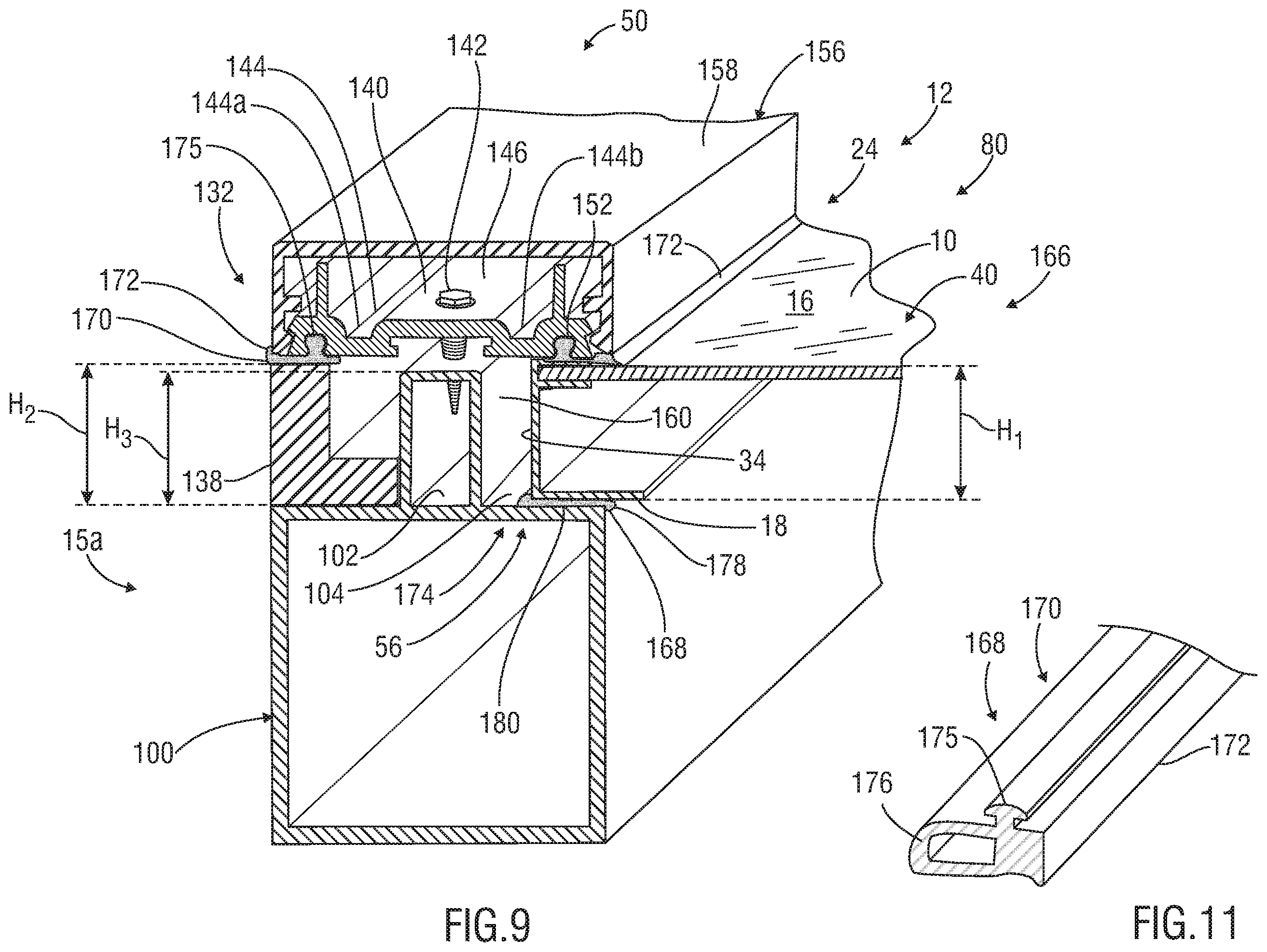 Patent US11814846 Figure 8 – Methods of forming a leakproof pitched roof section or wall with the use of solar panels