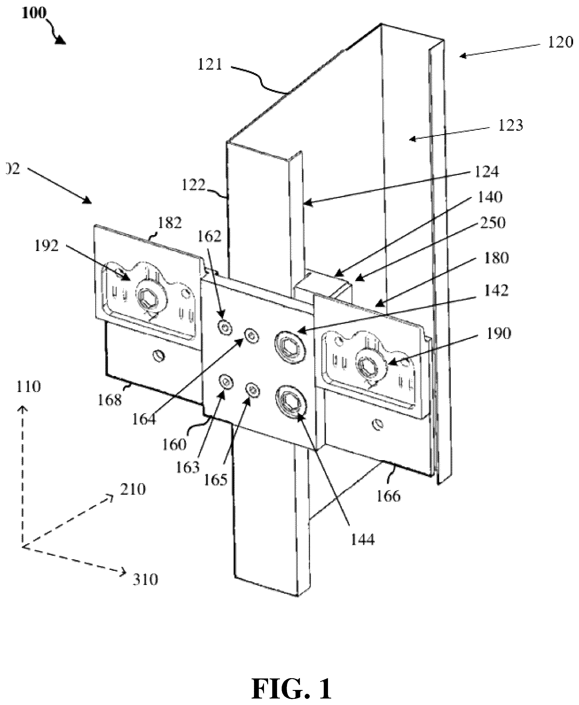 Patent US11814849 Figure 1 – Adjustable hanger system for modular panels
