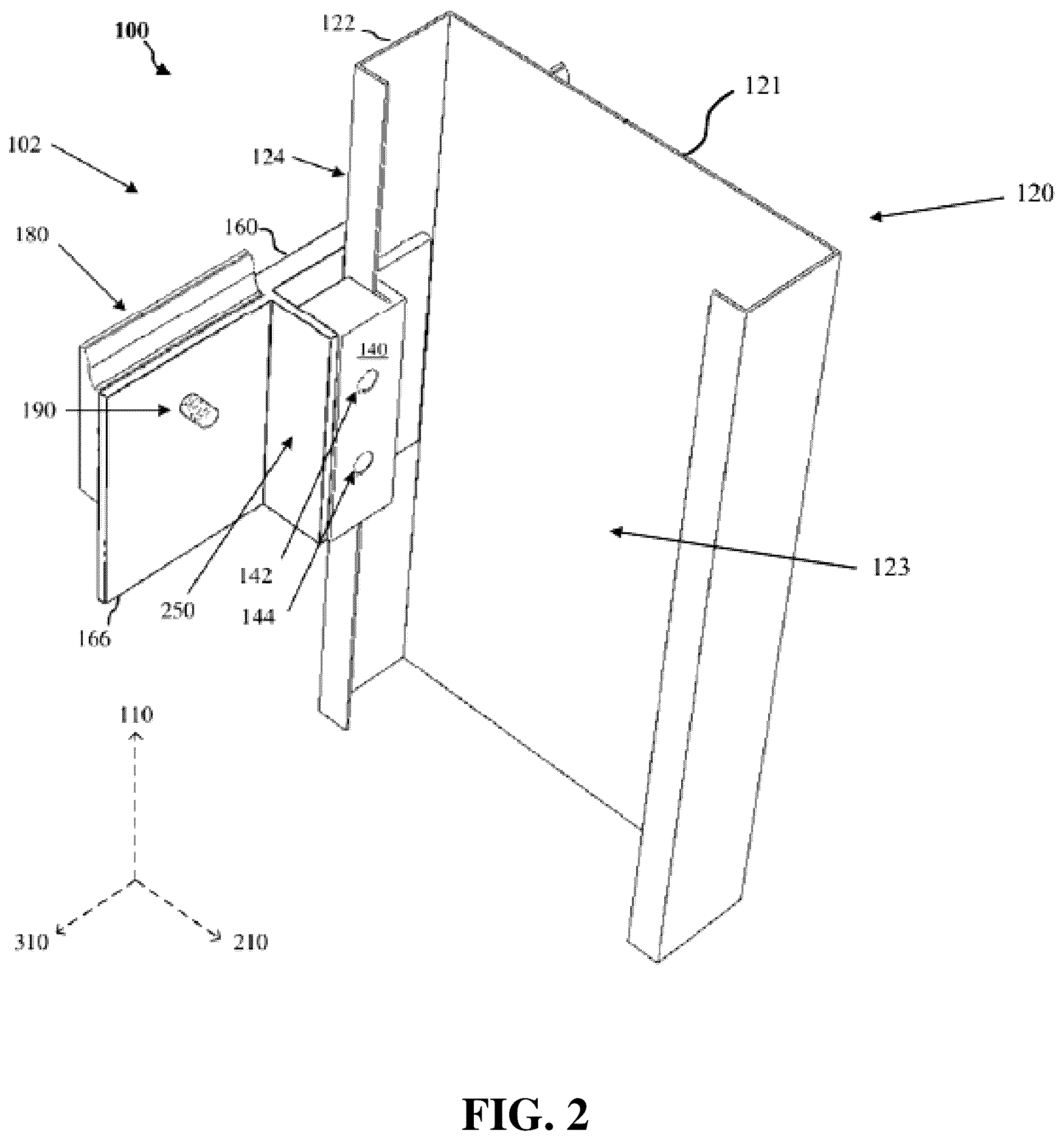 Patent US11814849 Figure 2 – Adjustable hanger system for modular panels