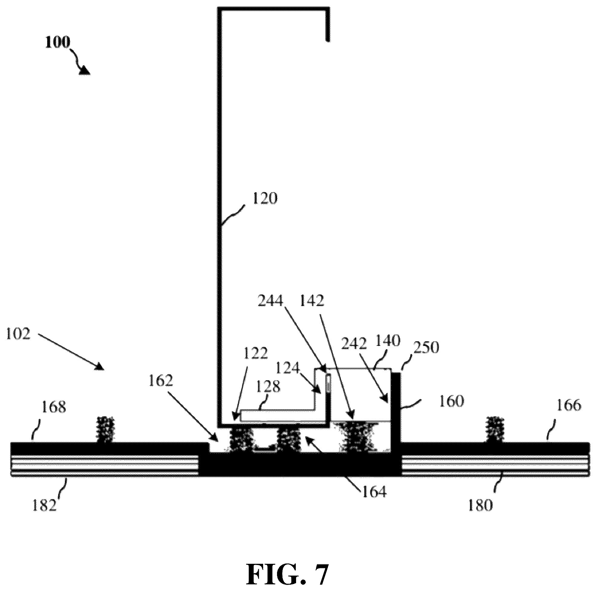 Patent US11814849 Figure 7 – Adjustable hanger system for modular panels