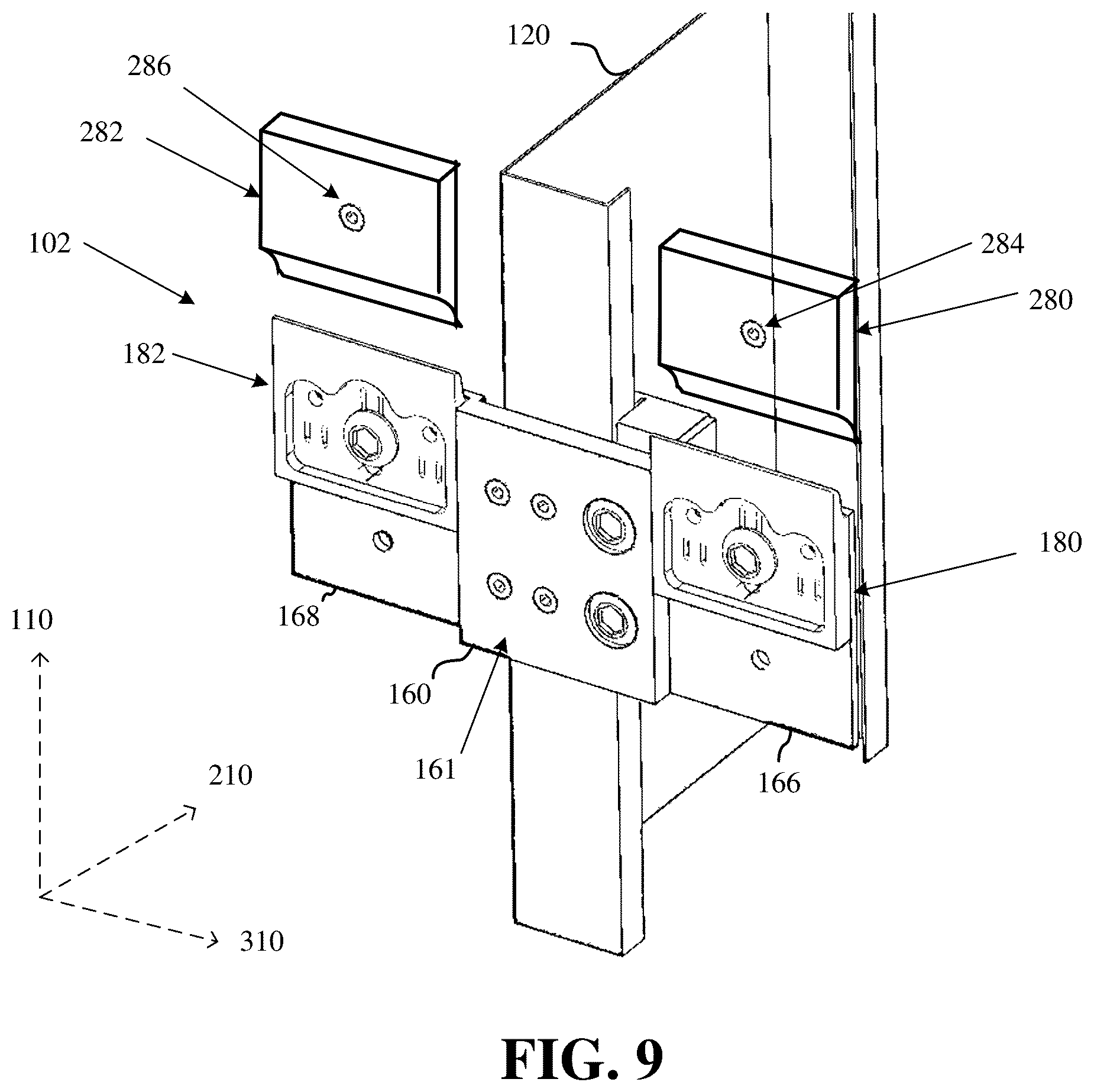 Patent US11814849 Figure 9 – Adjustable hanger system for modular panels