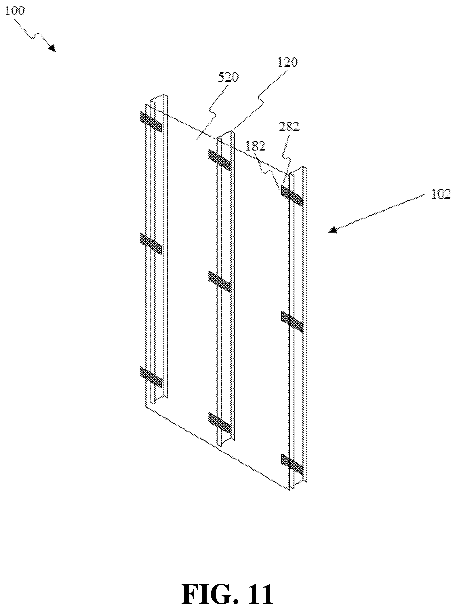 Patent US11814849 Figure 11 – Adjustable hanger system for modular panels
