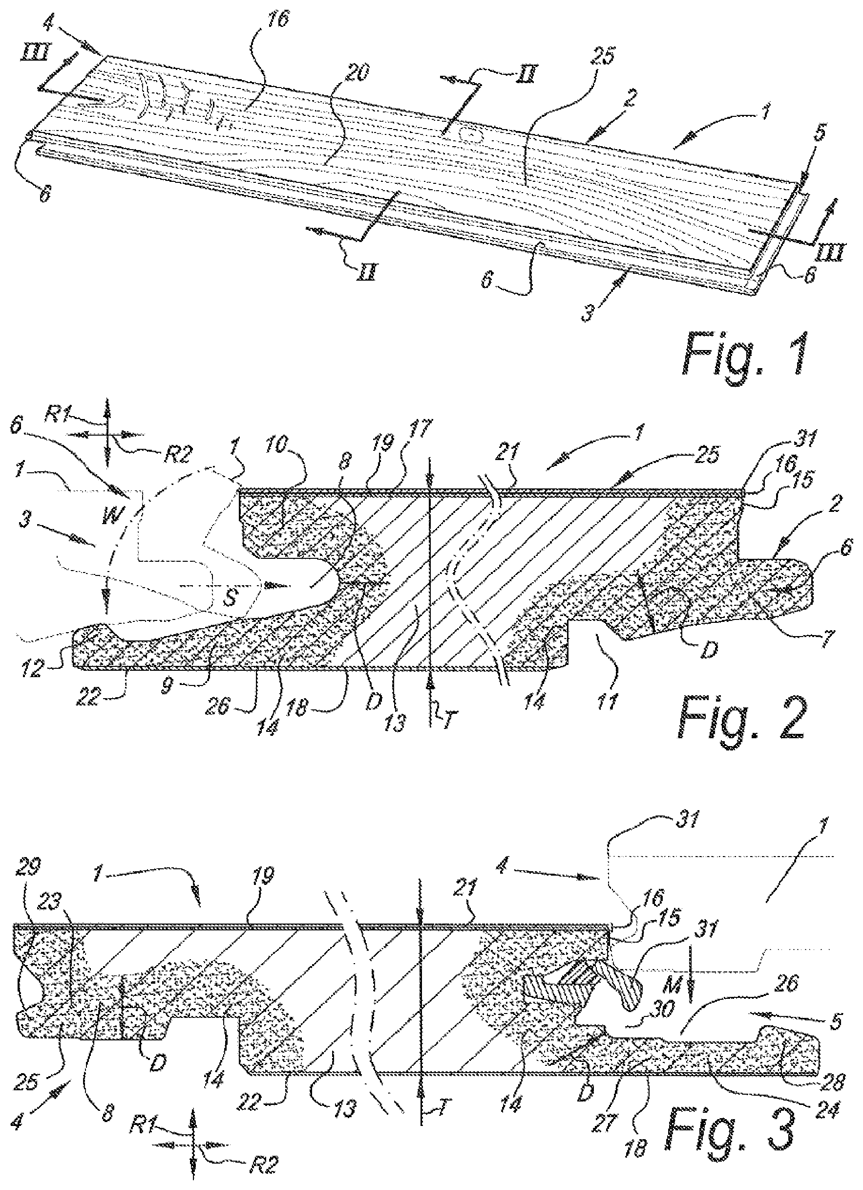 Patent US11814851 Figure 1 – Floor board and method for manufacturing such floor boards