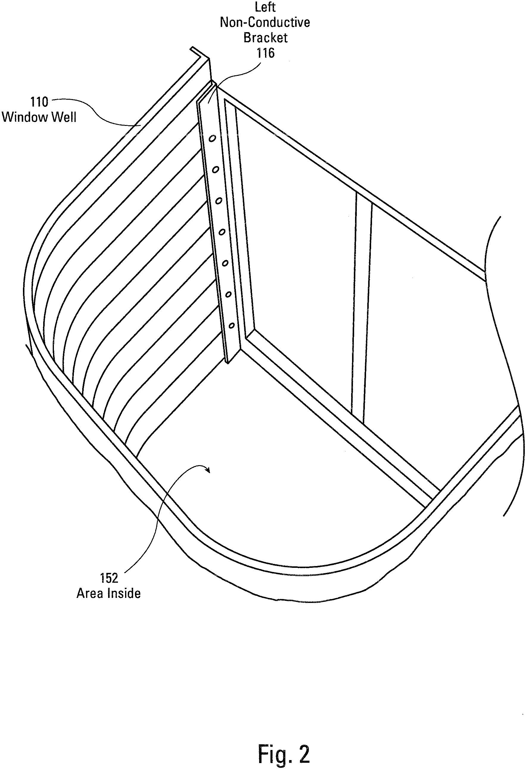Patent US11814853 Figure 2 – Window well mounting system