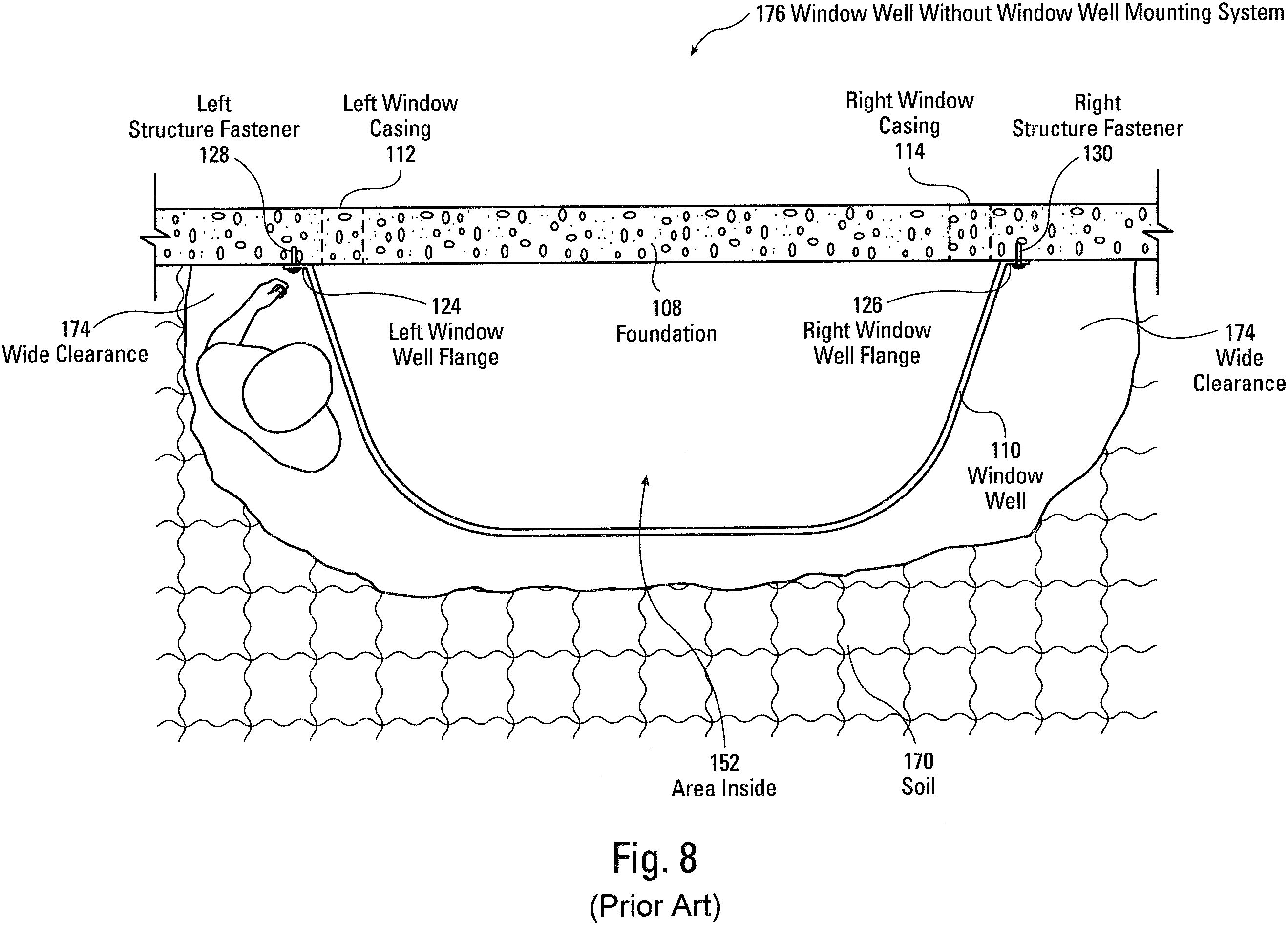 Patent US11814853 Figure 8 – Window well mounting system