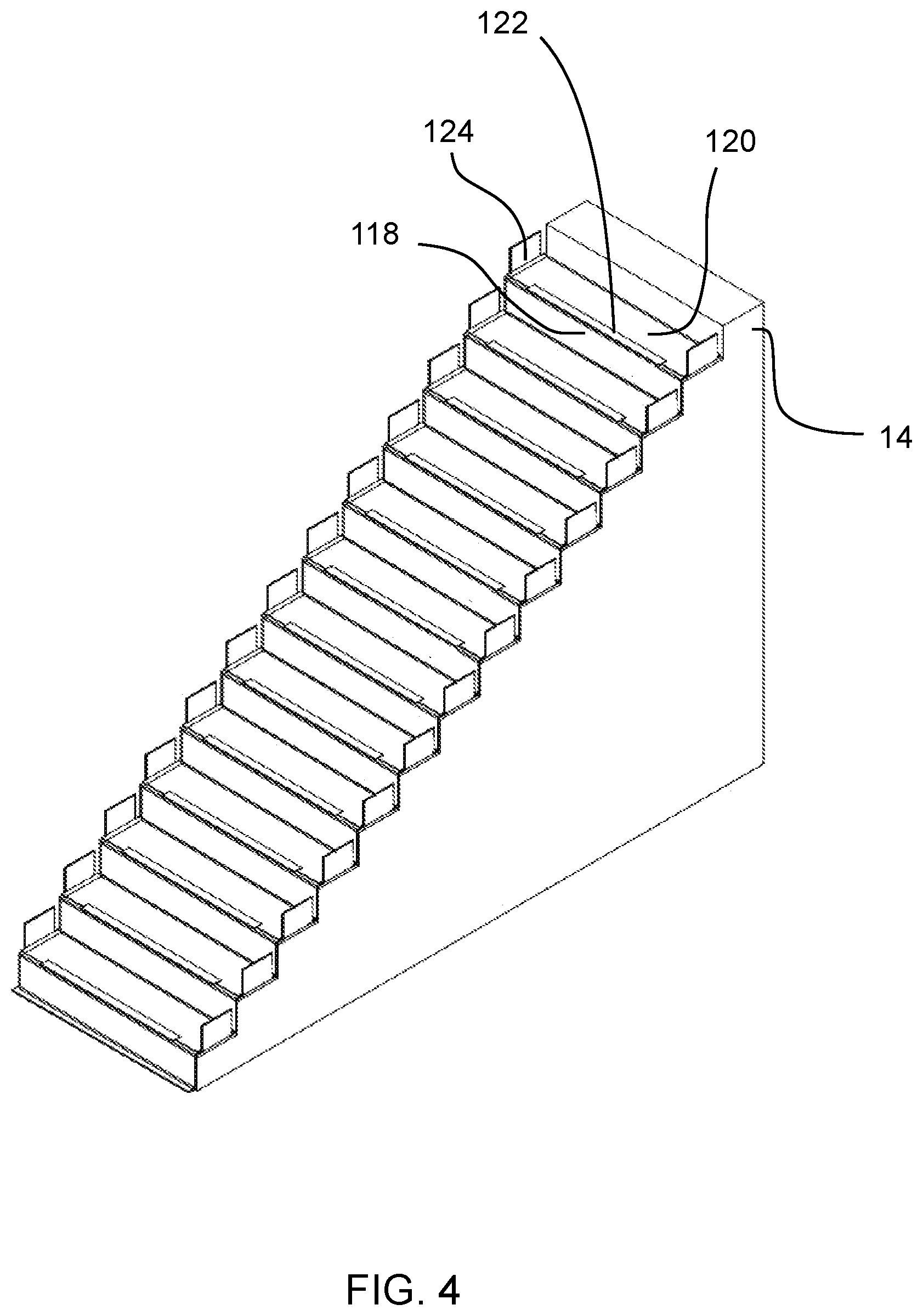 Patent US11814854 Figure 4 – System and method for a temporary protective barrier for floors and stairs during construction and demolition