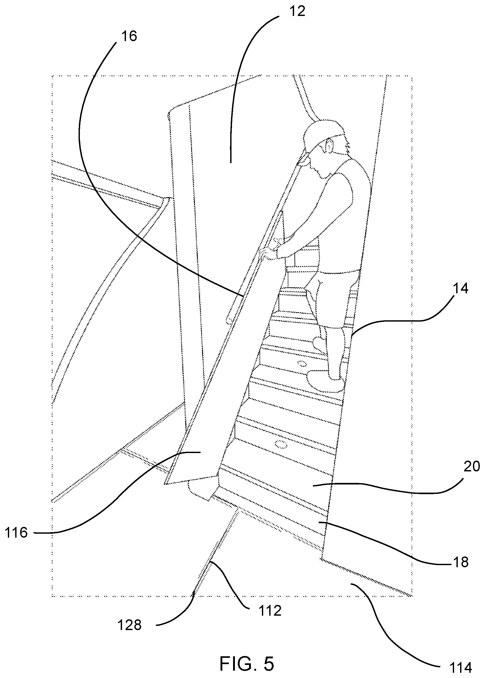 Patent US11814854 Figure 5 – System and method for a temporary protective barrier for floors and stairs during construction and demolition