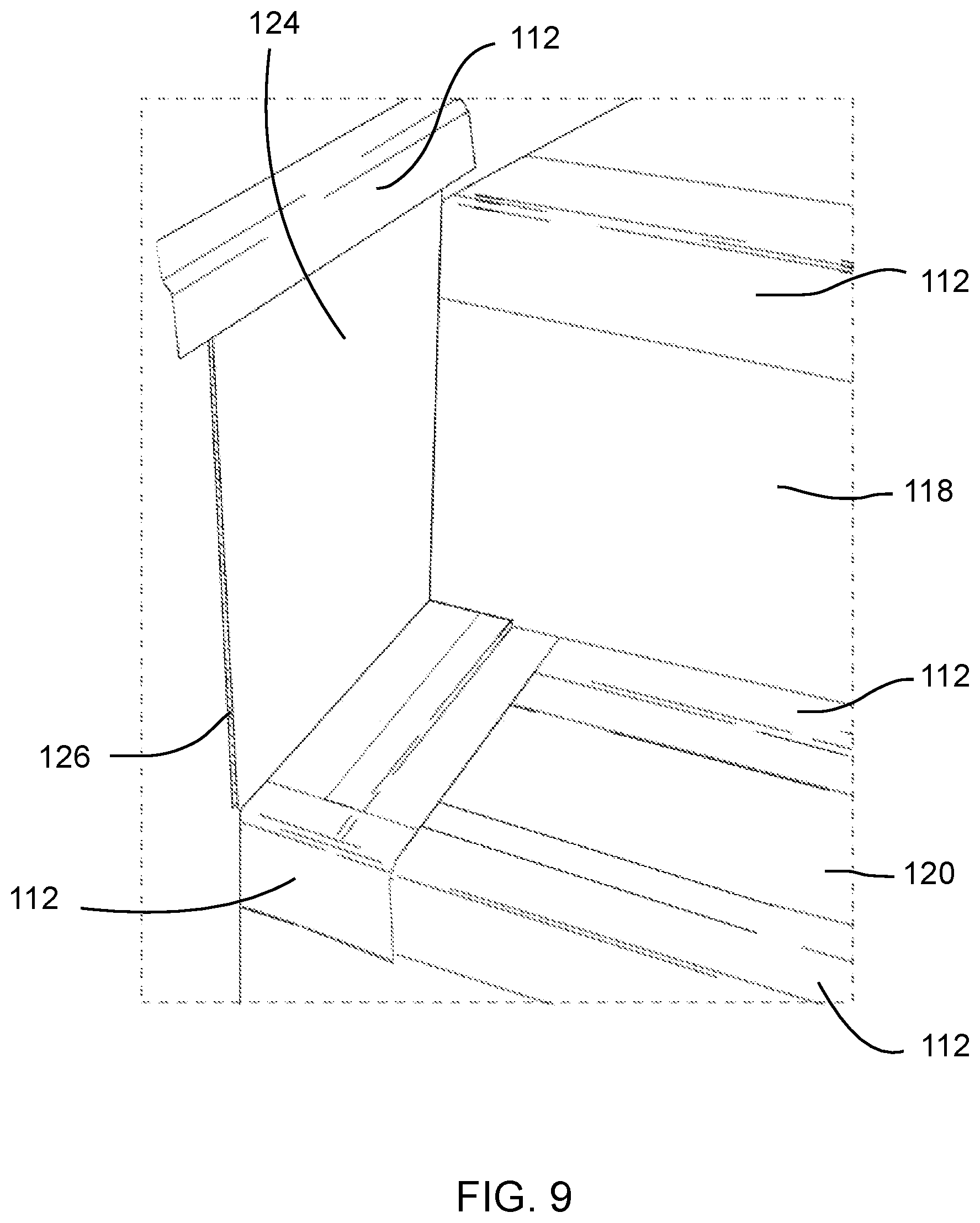 Patent US11814854 Figure 9 – System and method for a temporary protective barrier for floors and stairs during construction and demolition