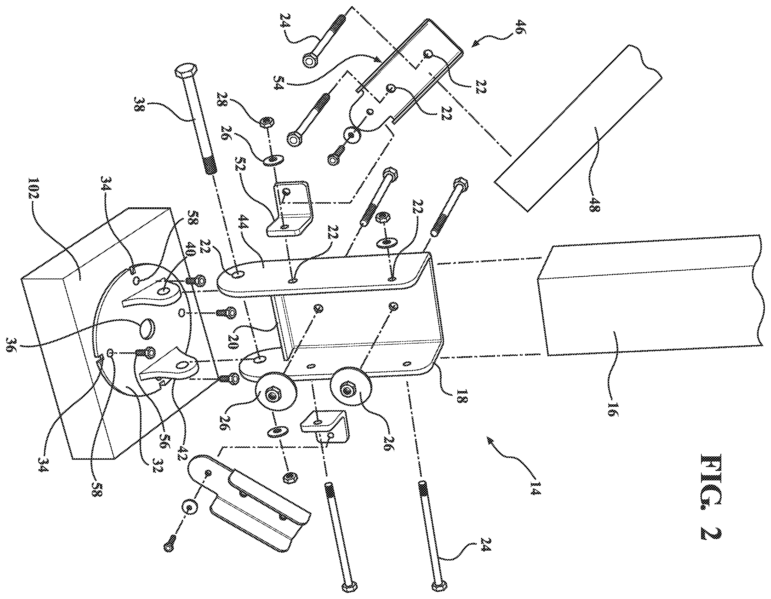 Patent US11814855 Figure 2 – Column bracket assembly and related methods and structures