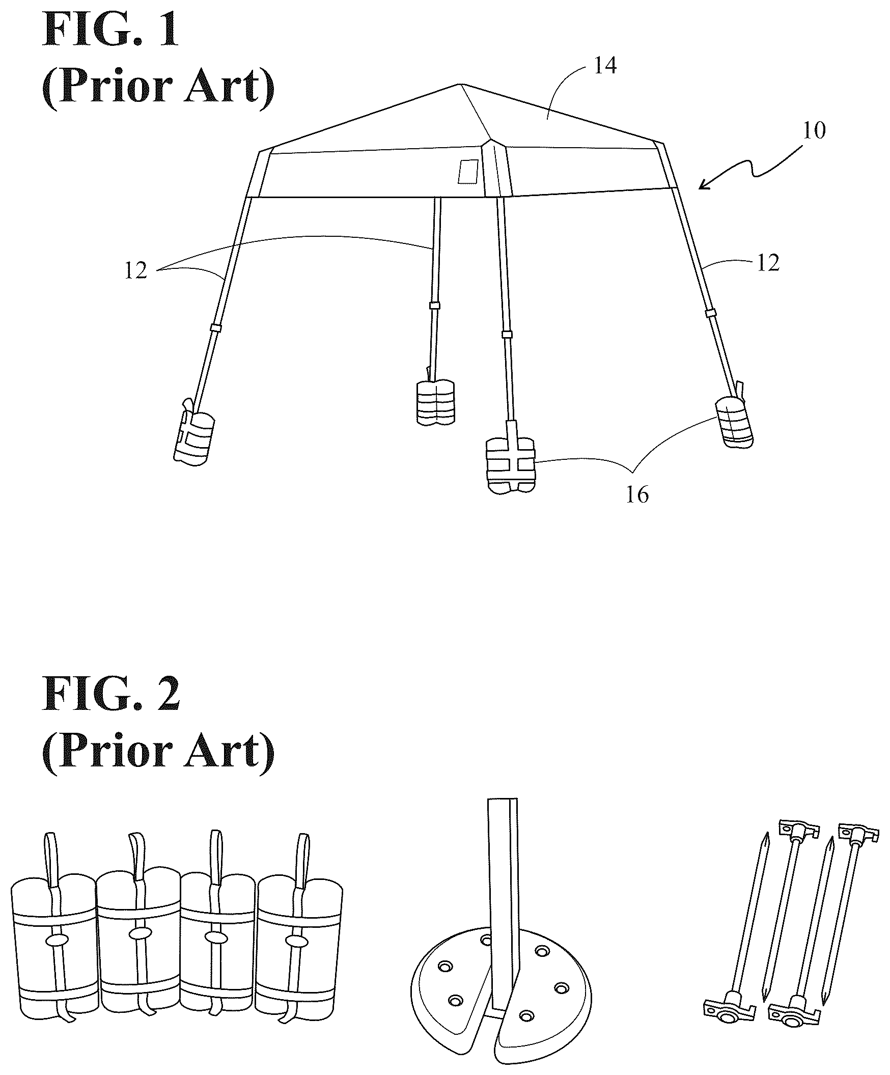 Patent US11814859 — Canopy leg weighting and merchandising apparatus — Figure 1