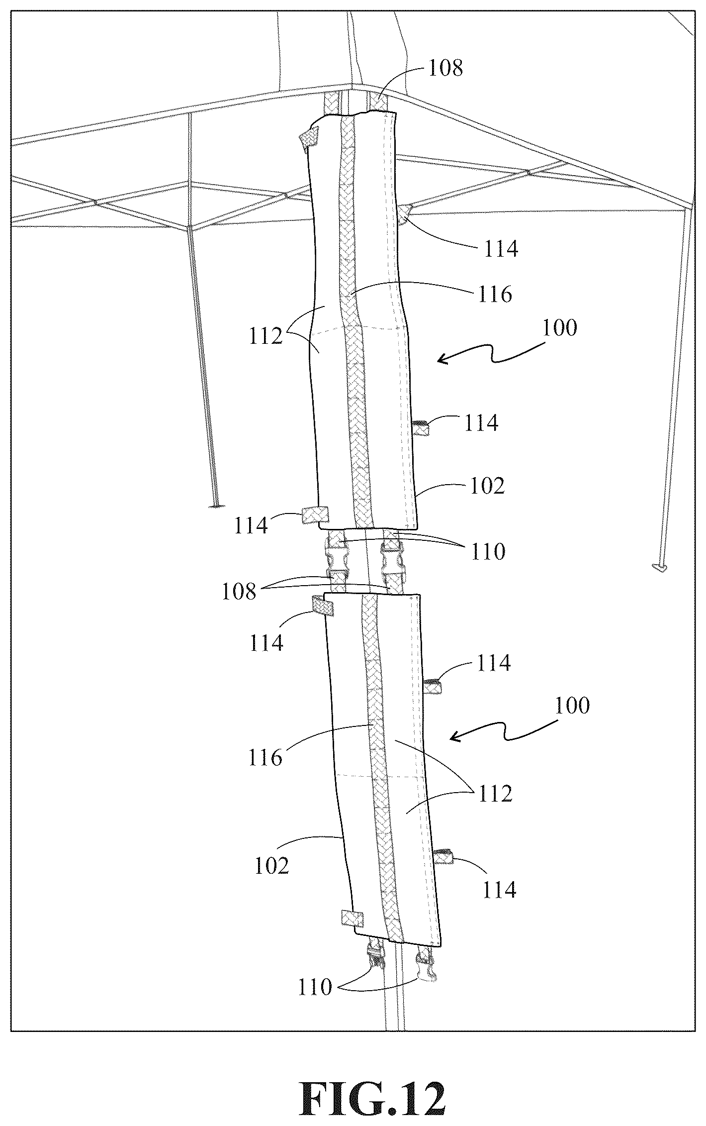 Patent US11814859 Figure 7 – Canopy leg weighting and merchandising apparatus