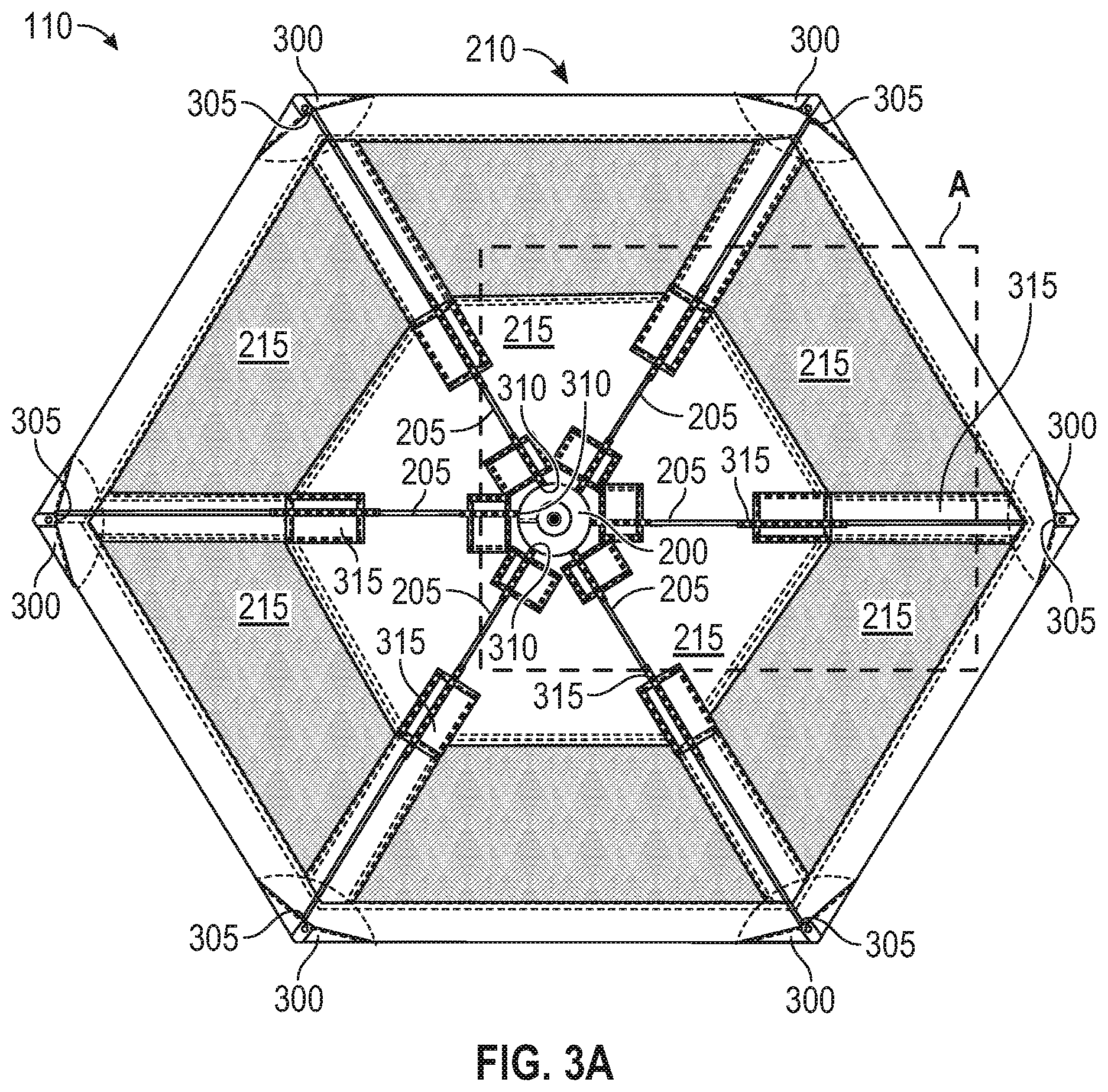 Patent US11814860 Figure 3 – Deployable and stowable roof structures for portable shelters, and associated methods
