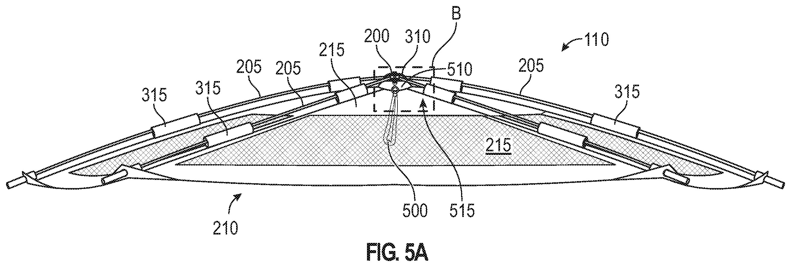 Patent US11814860 Figure 7 – Deployable and stowable roof structures for portable shelters, and associated methods