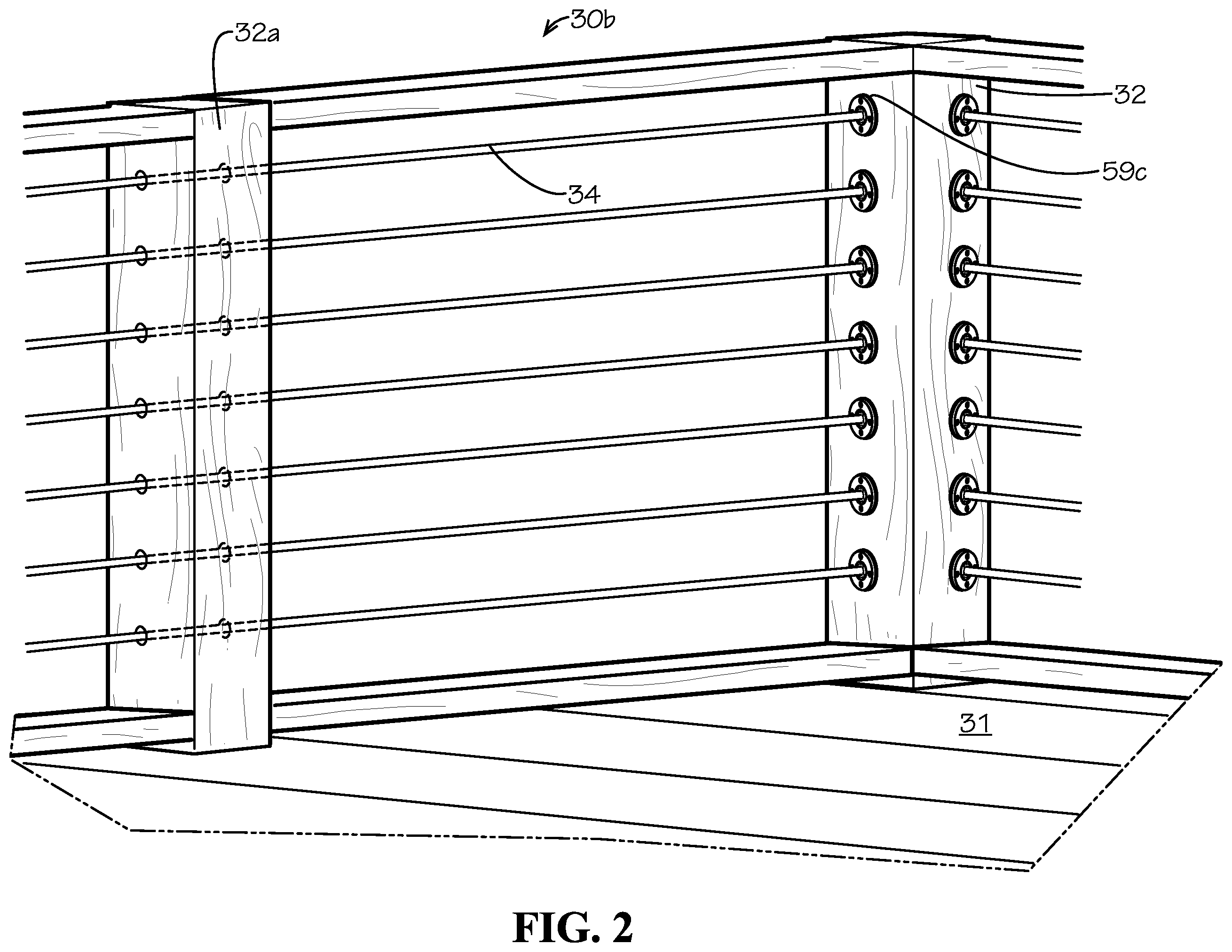 Patent US11814862 Figure 2 – Cable railing systems
