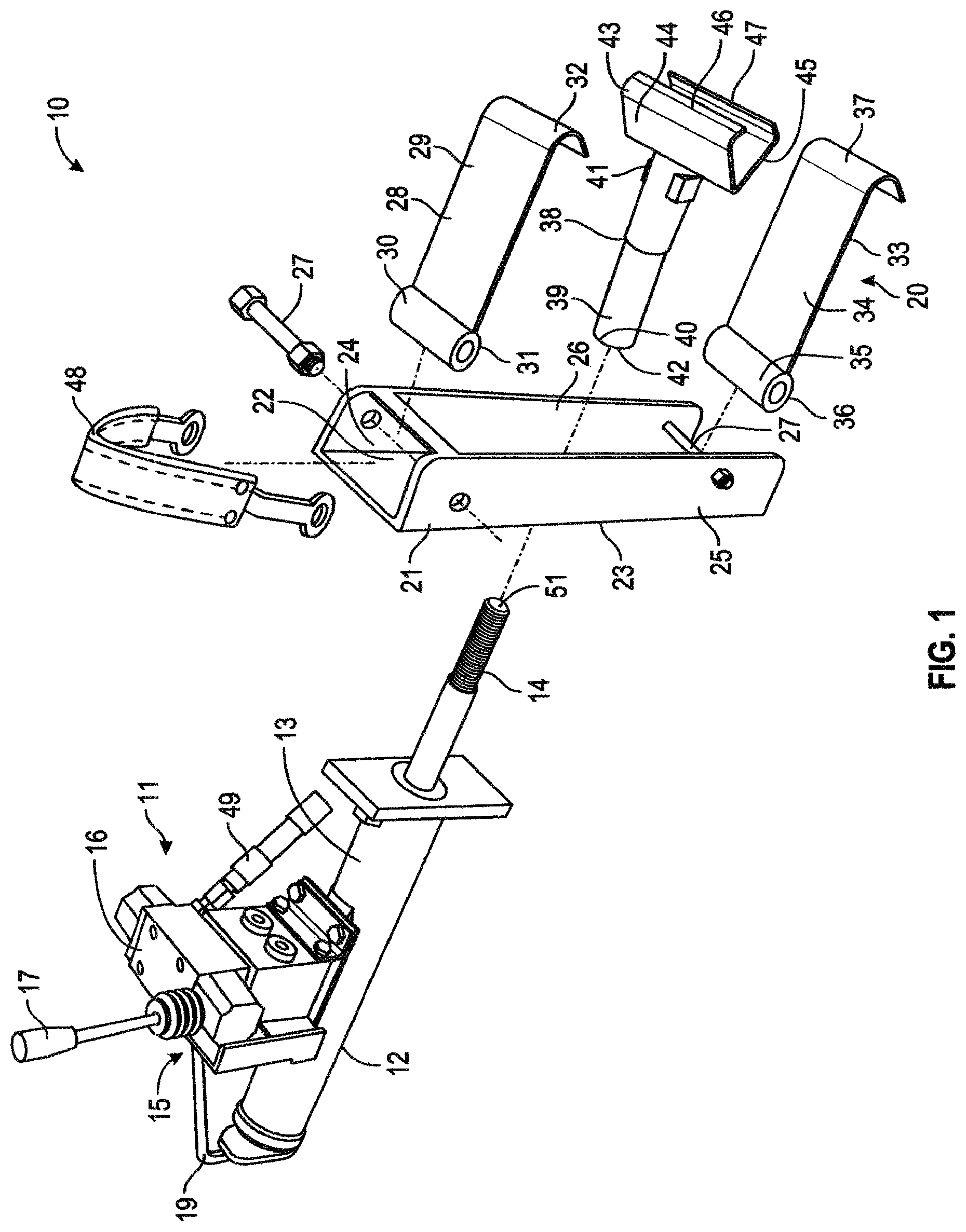 Patent US11814863 Figure 1 – Cable barrier separator apparatus