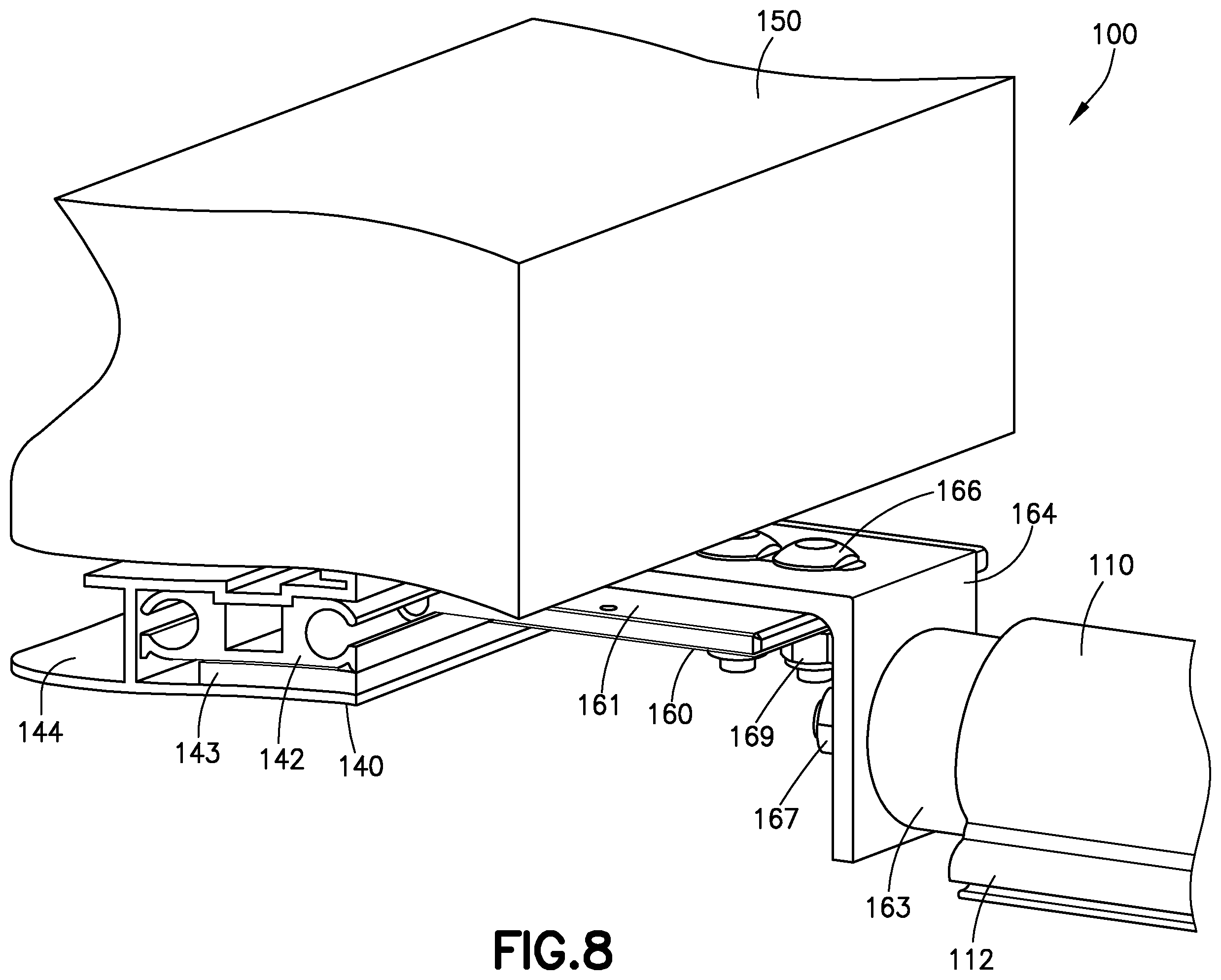 Patent US11814867 Figure 7 – Composite based leading edge for a pool and/or spa cover system