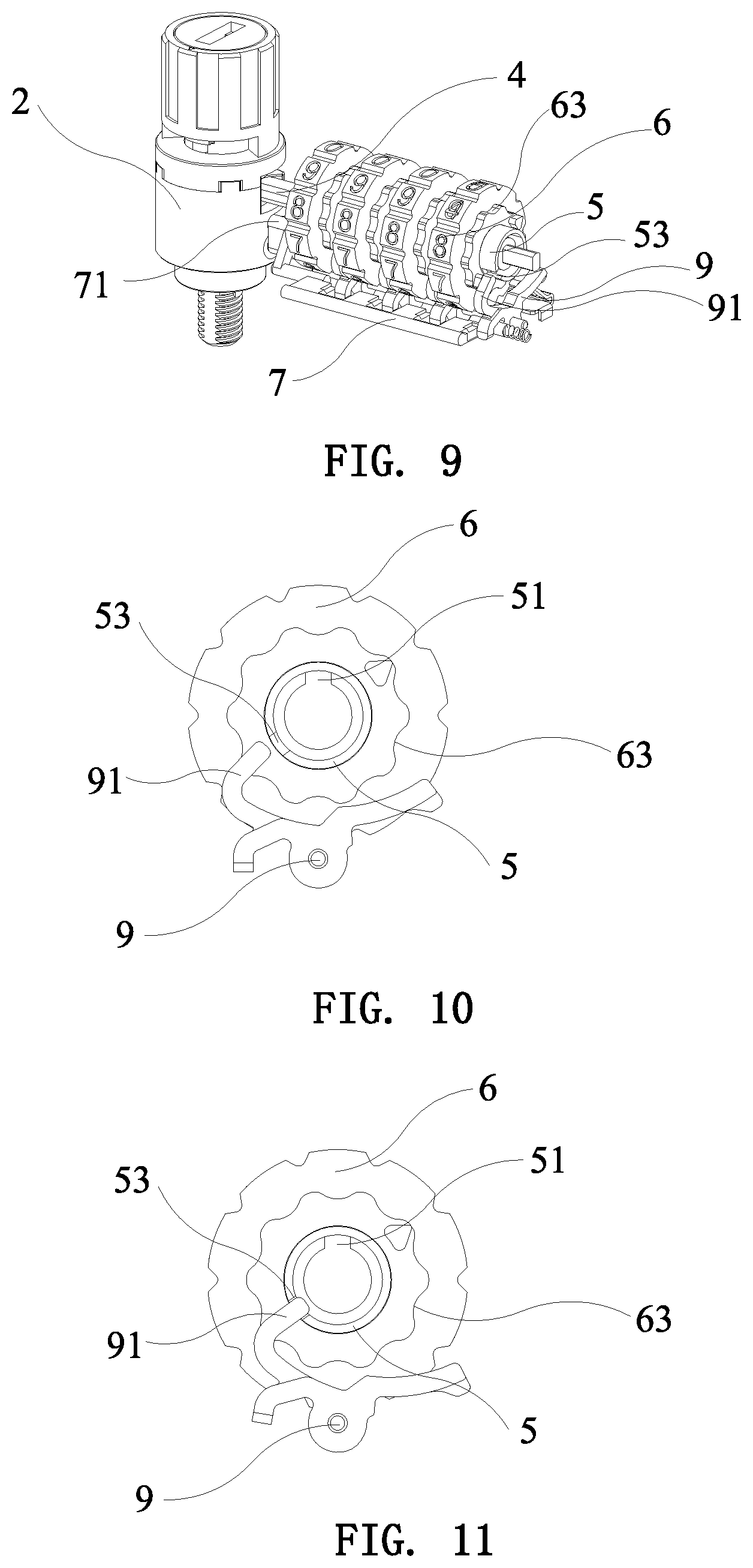 Patent US11814872 Figure 5 – Automatic messy code character wheel coded lock
