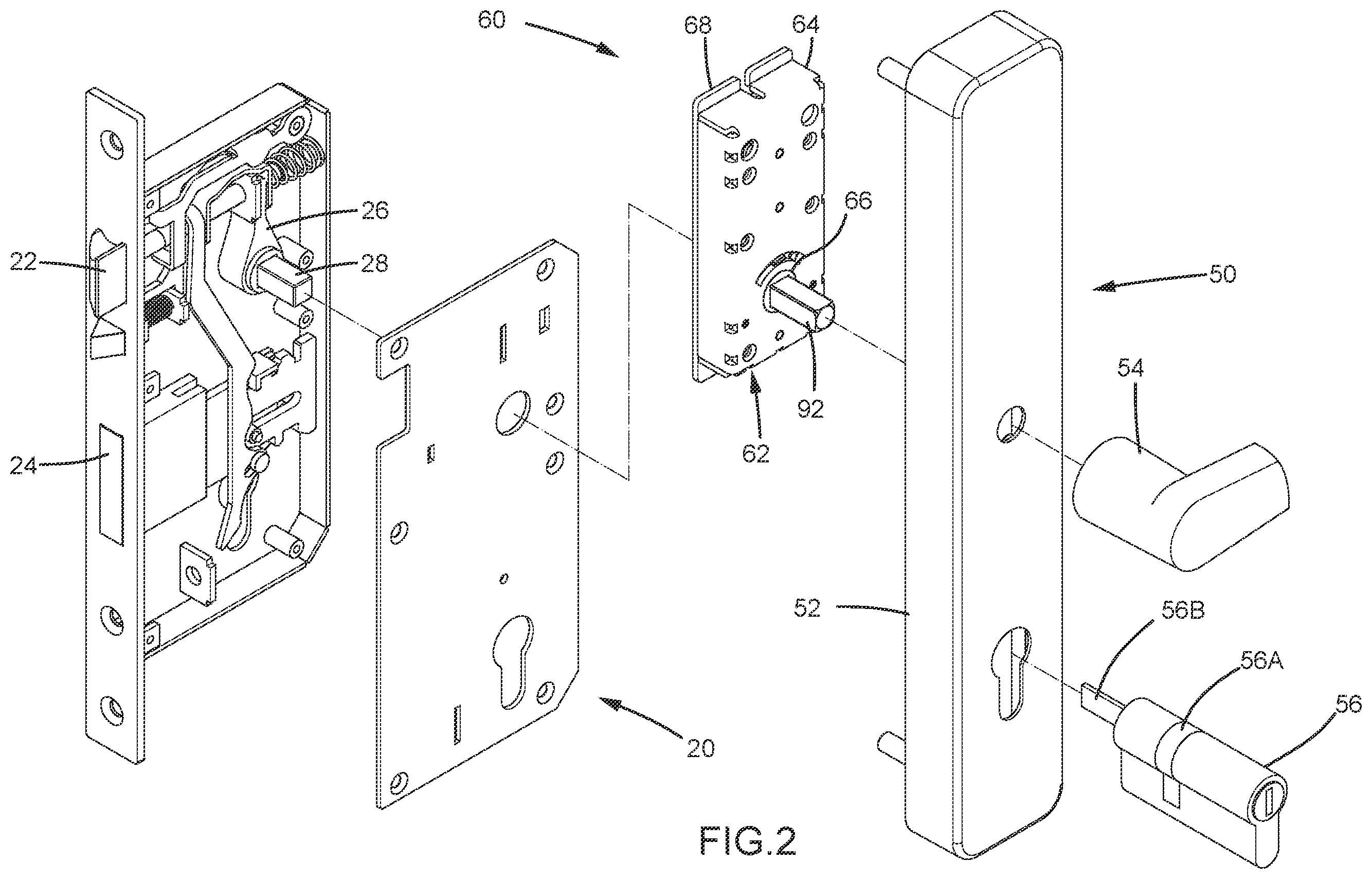 Patent US11814876 Figure 2 – Lock device with a clutch