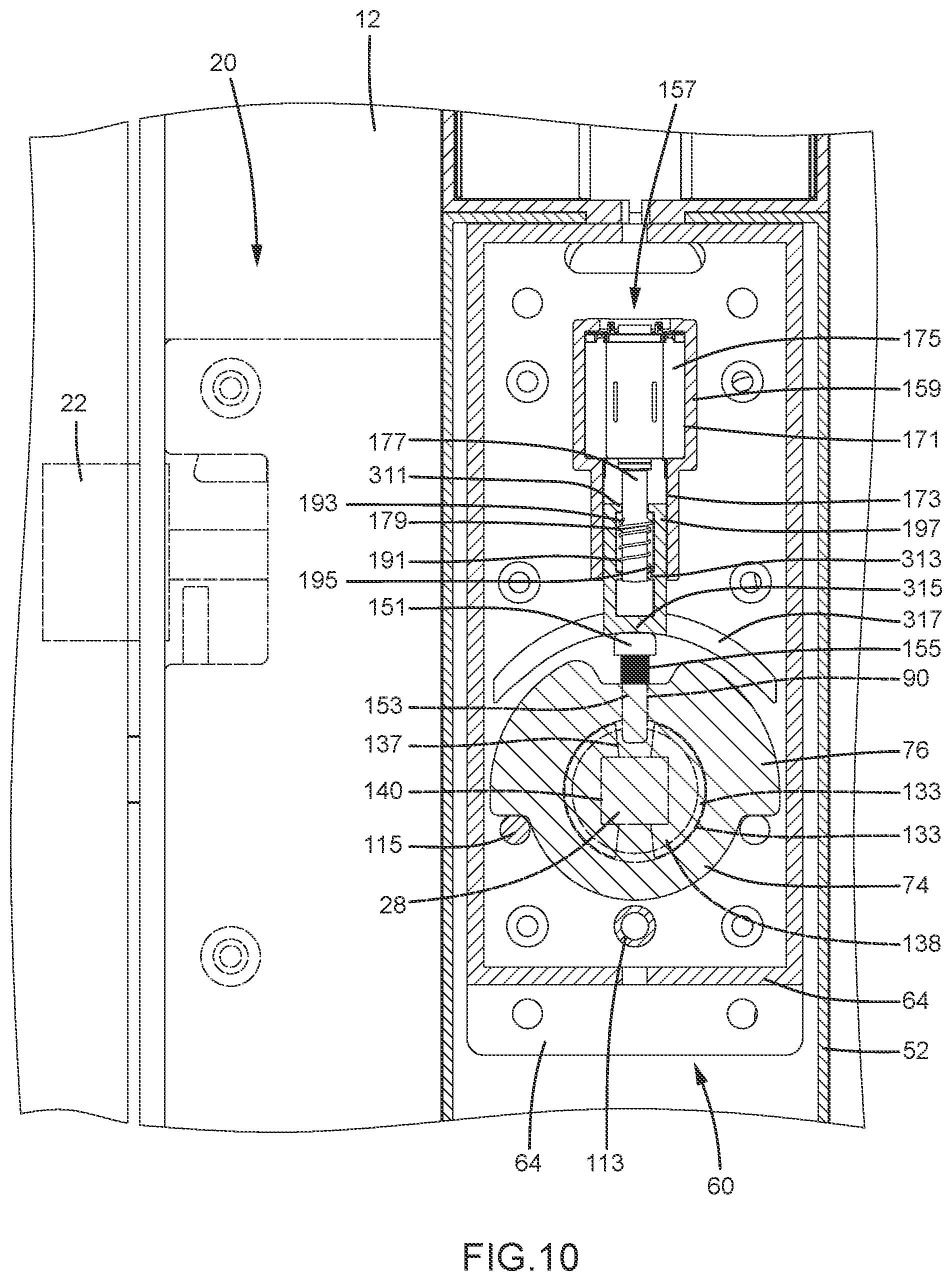 Patent US11814876 Figure 11 – Lock device with a clutch