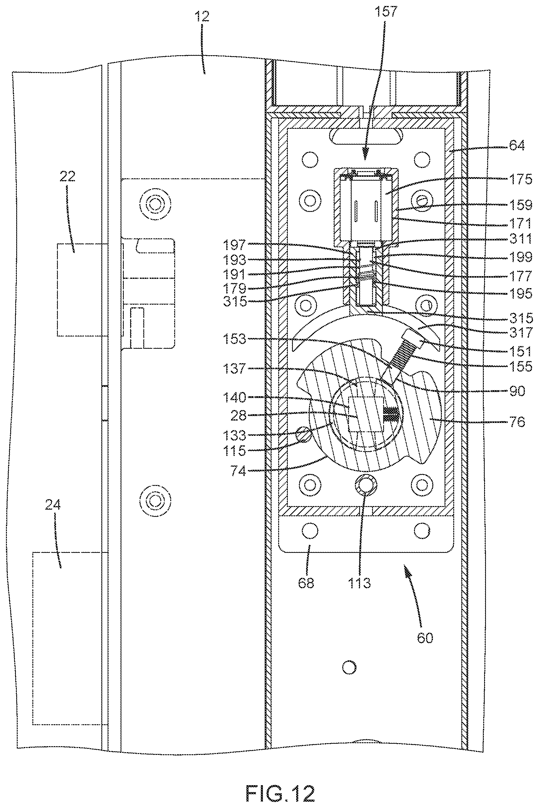 Patent US11814876 Figure 13 – Lock device with a clutch