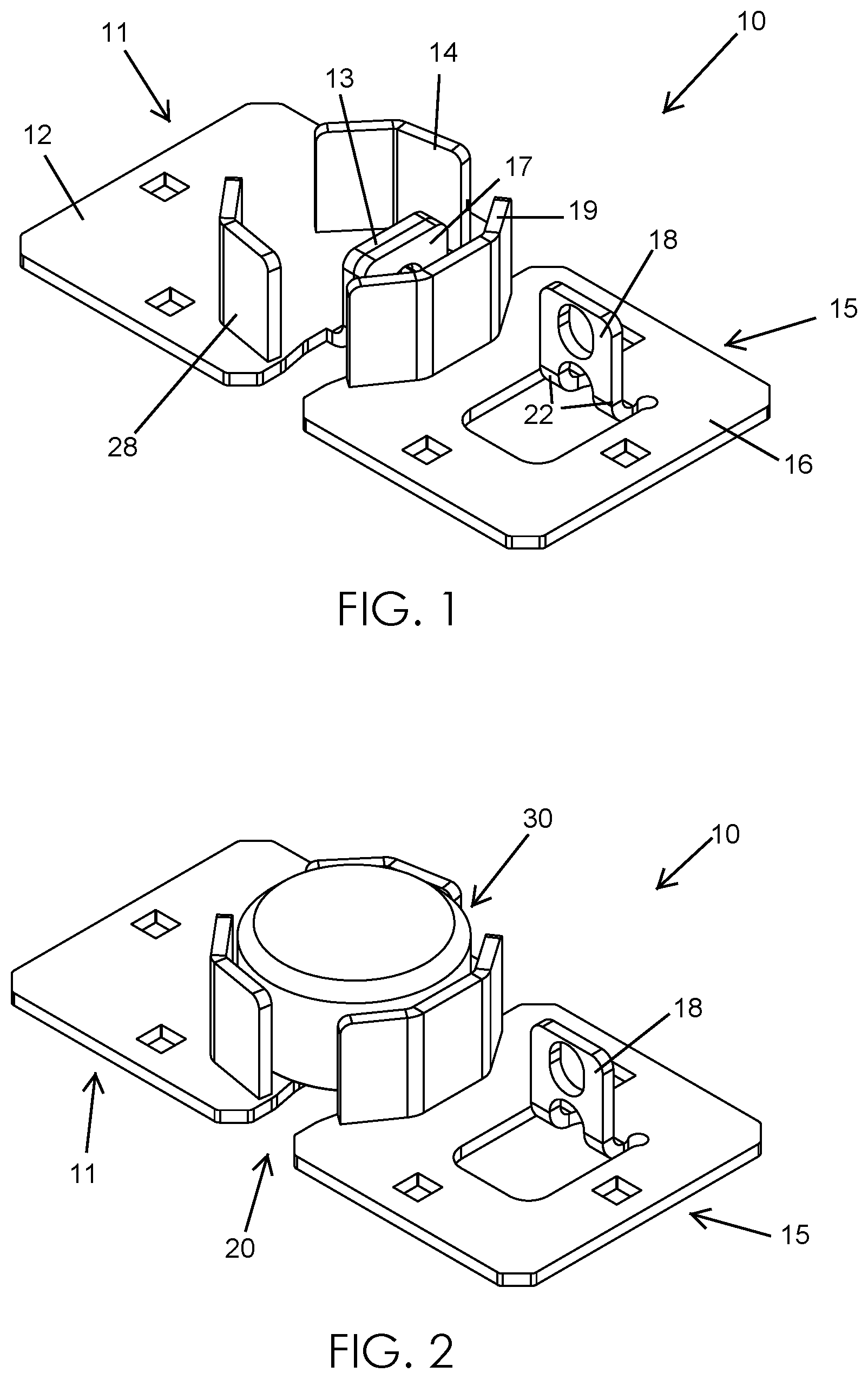 Patent US11814878 Figure 1 – Door hasp lock and associated method