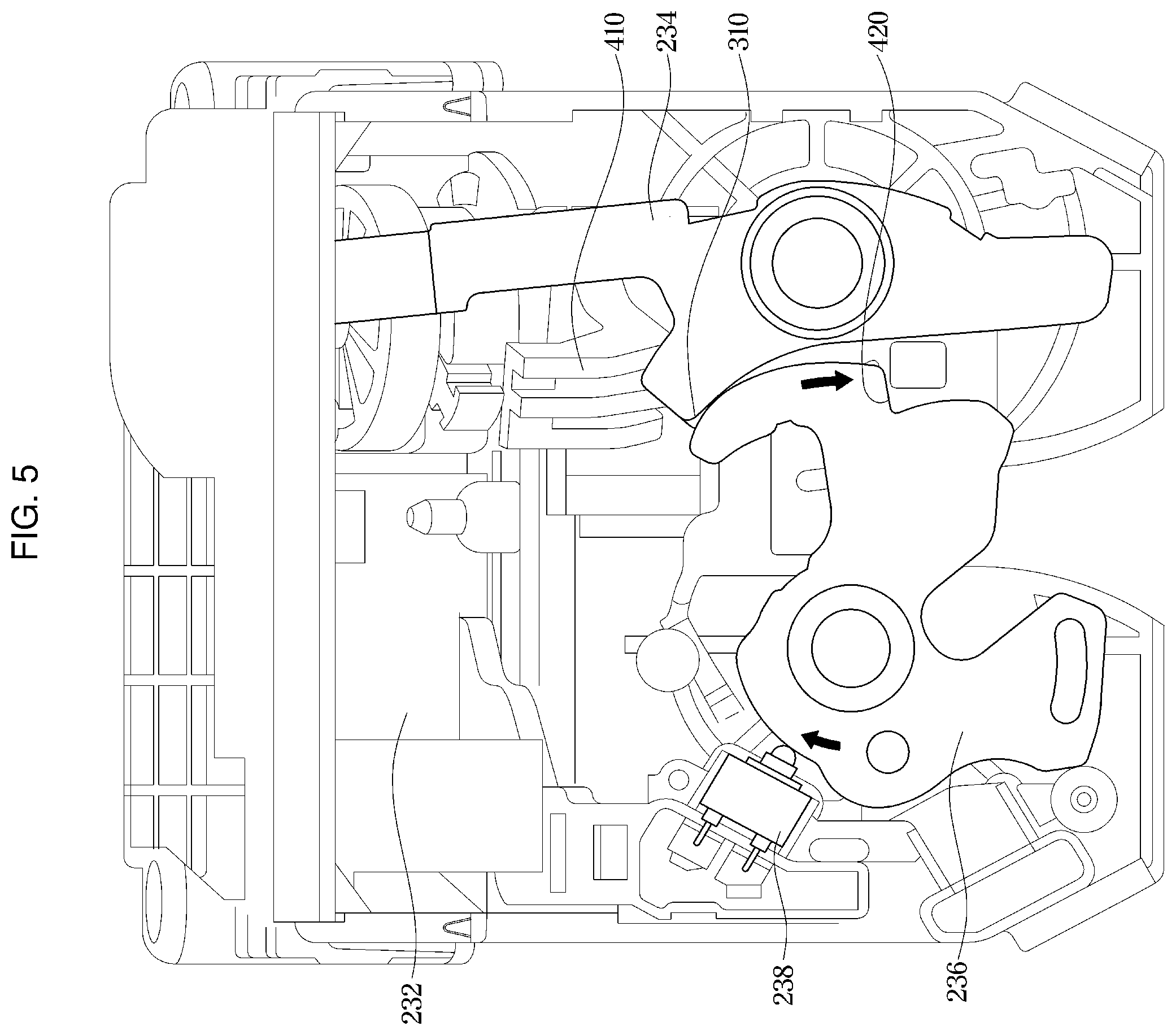 Patent US11814879 Figure 5 – Vehicle and vehicle tailgate locking device