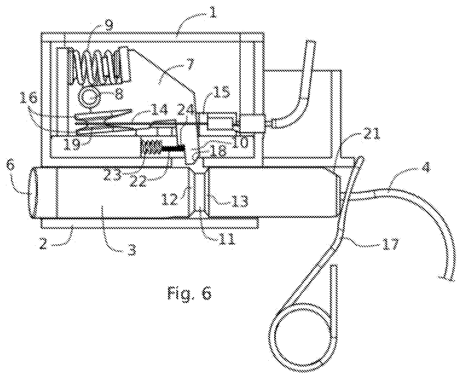 Patent US11814880 Figure 6 – Emergency access device for vehicle opening panel having a retention lever and a pull wire