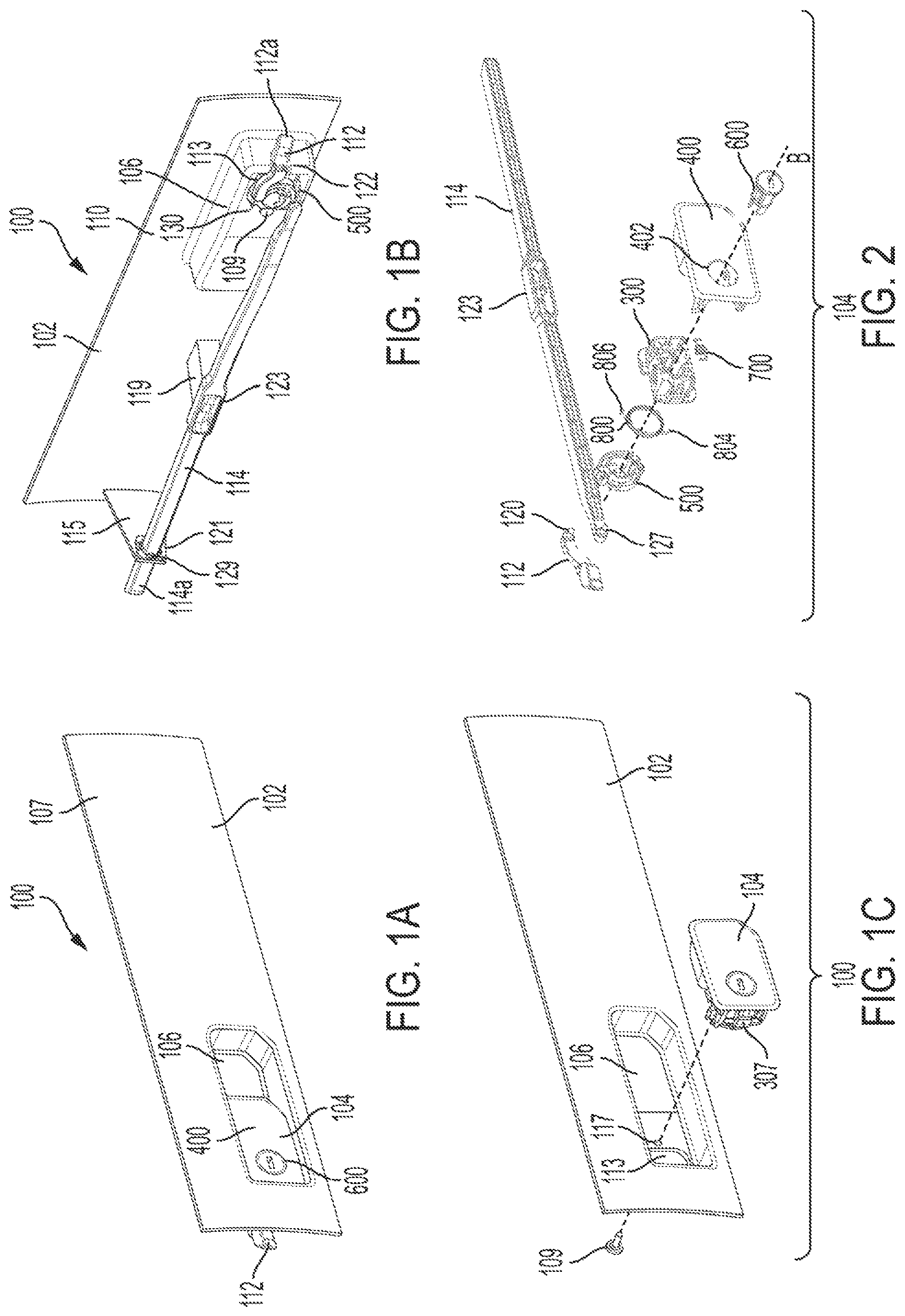 Patent US11814881 Figure 1 – Vehicle glove box latch