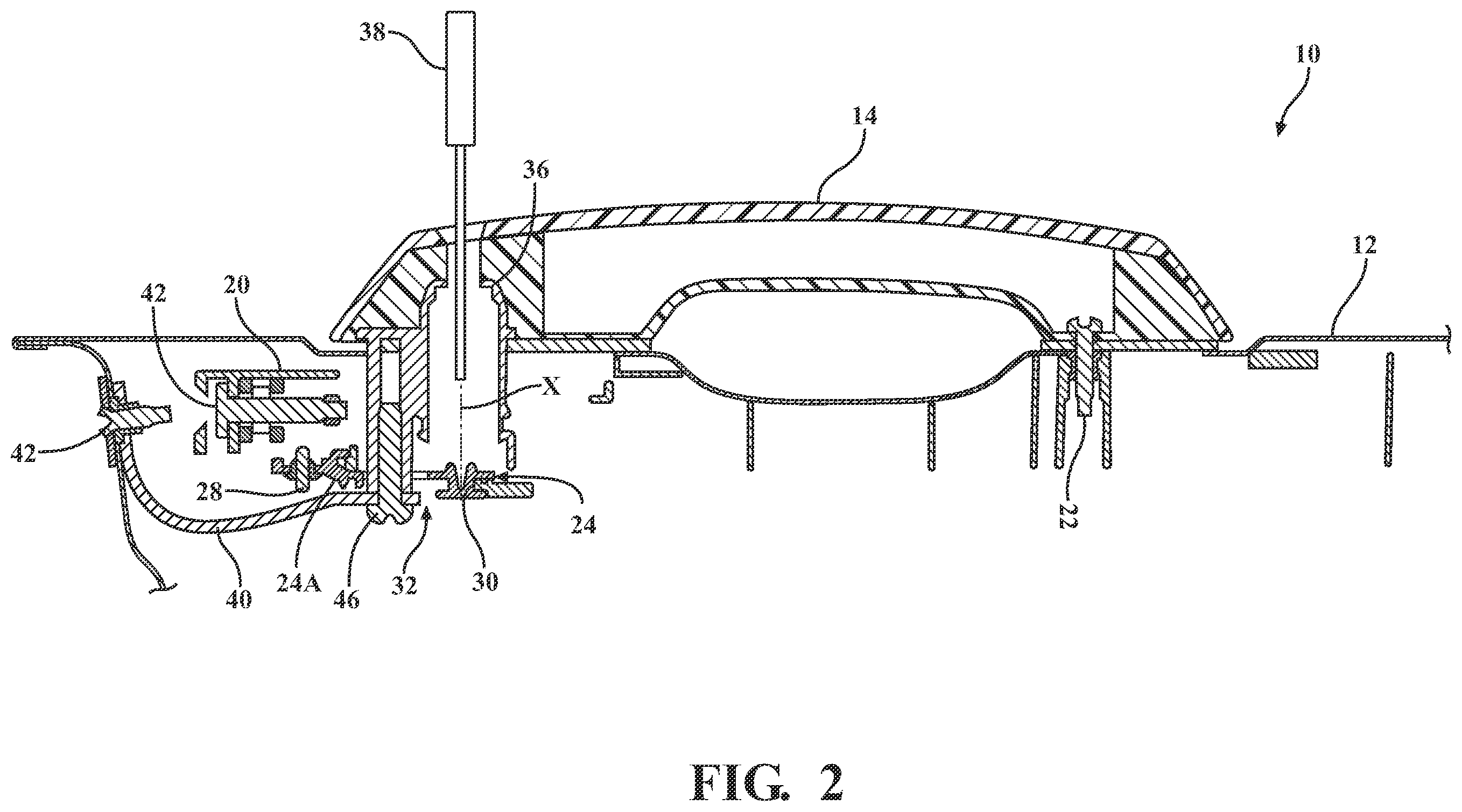 Patent US11814883 Figure 2 – Anti-theft pass-through pawl for an access door
