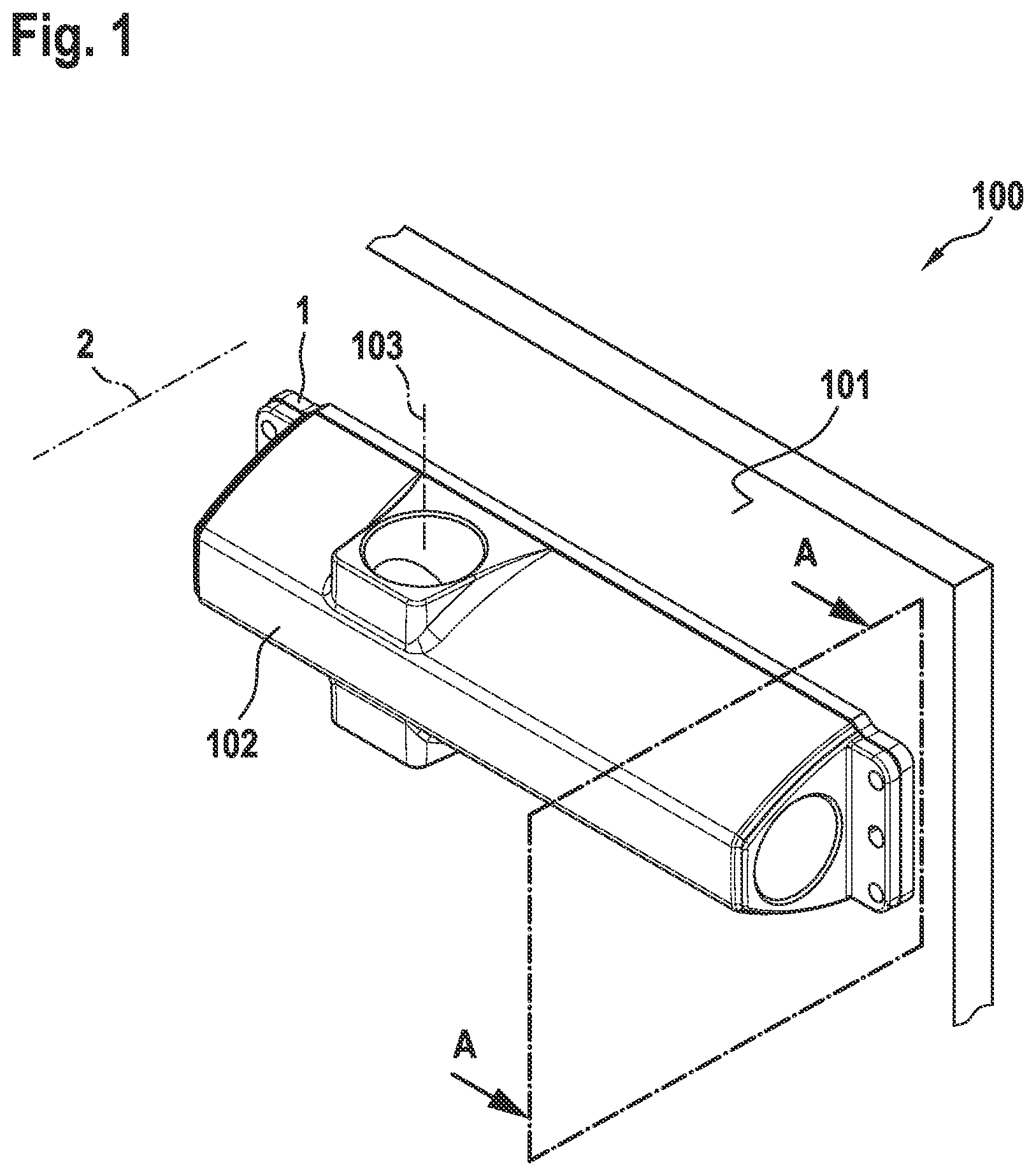 Patent US11814888 Figure 1 – Fire protection fastening device for fastening a door actuator