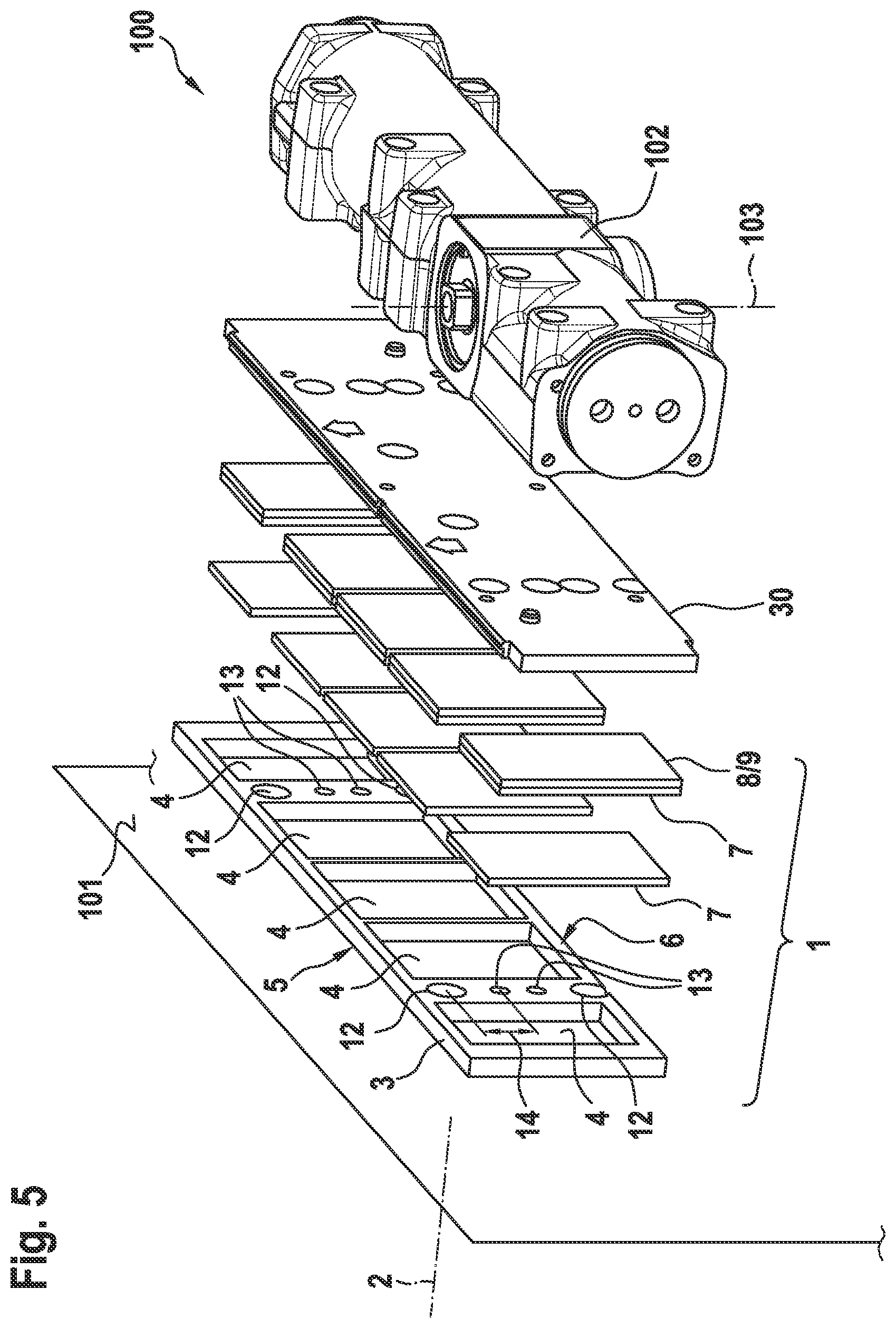 Patent US11814888 Figure 5 – Fire protection fastening device for fastening a door actuator