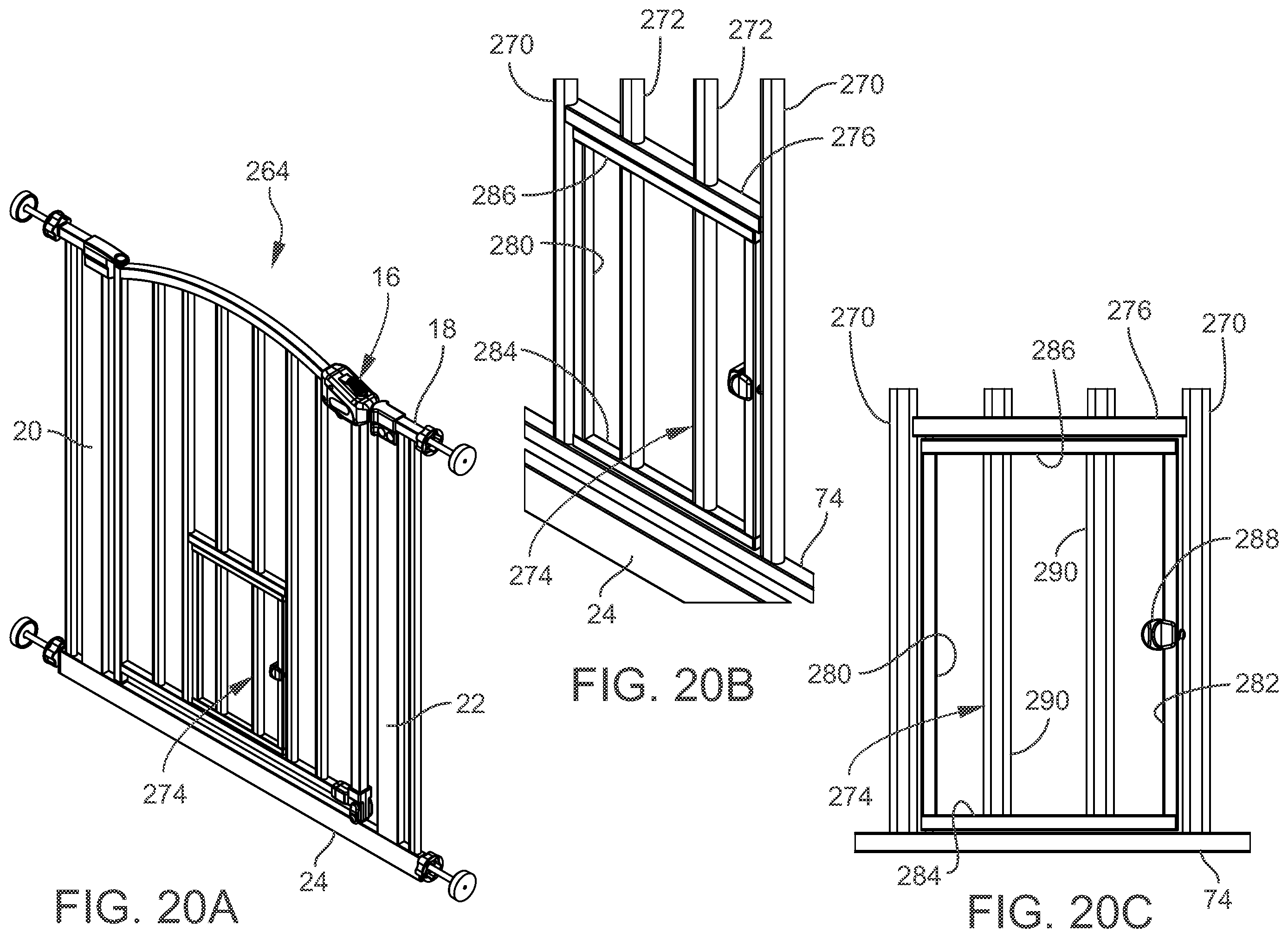 Patent US11814892 Figure 20 – Gated barrier with one hand latch apparatus