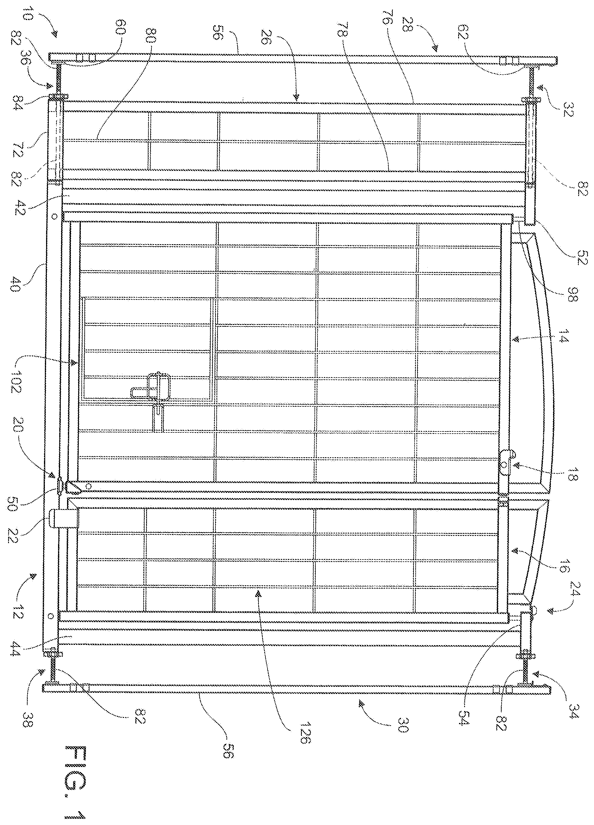 Patent US11814893 Figure 1 – Double door gate apparatus