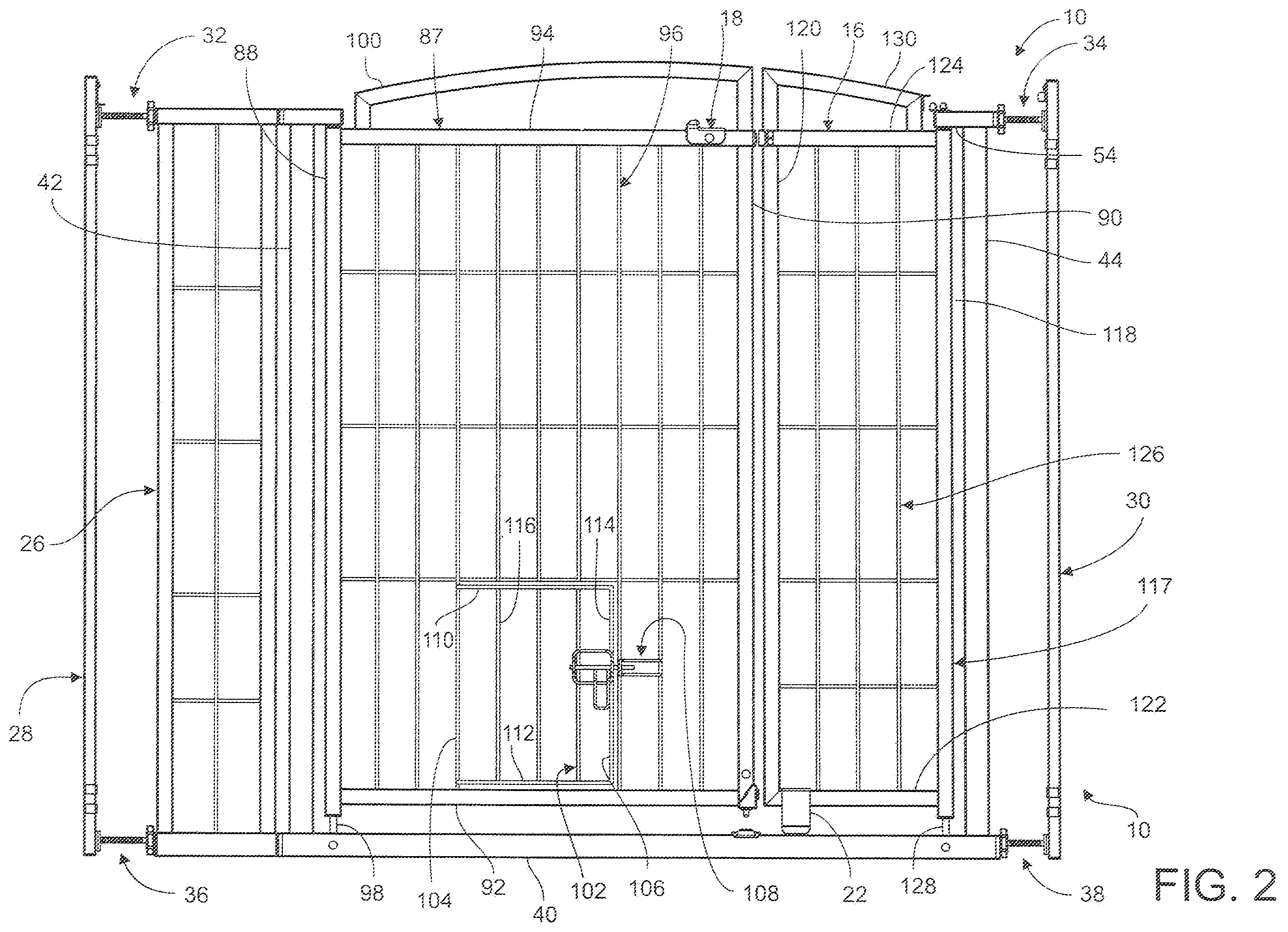 Patent US11814893 Figure 2 – Double door gate apparatus