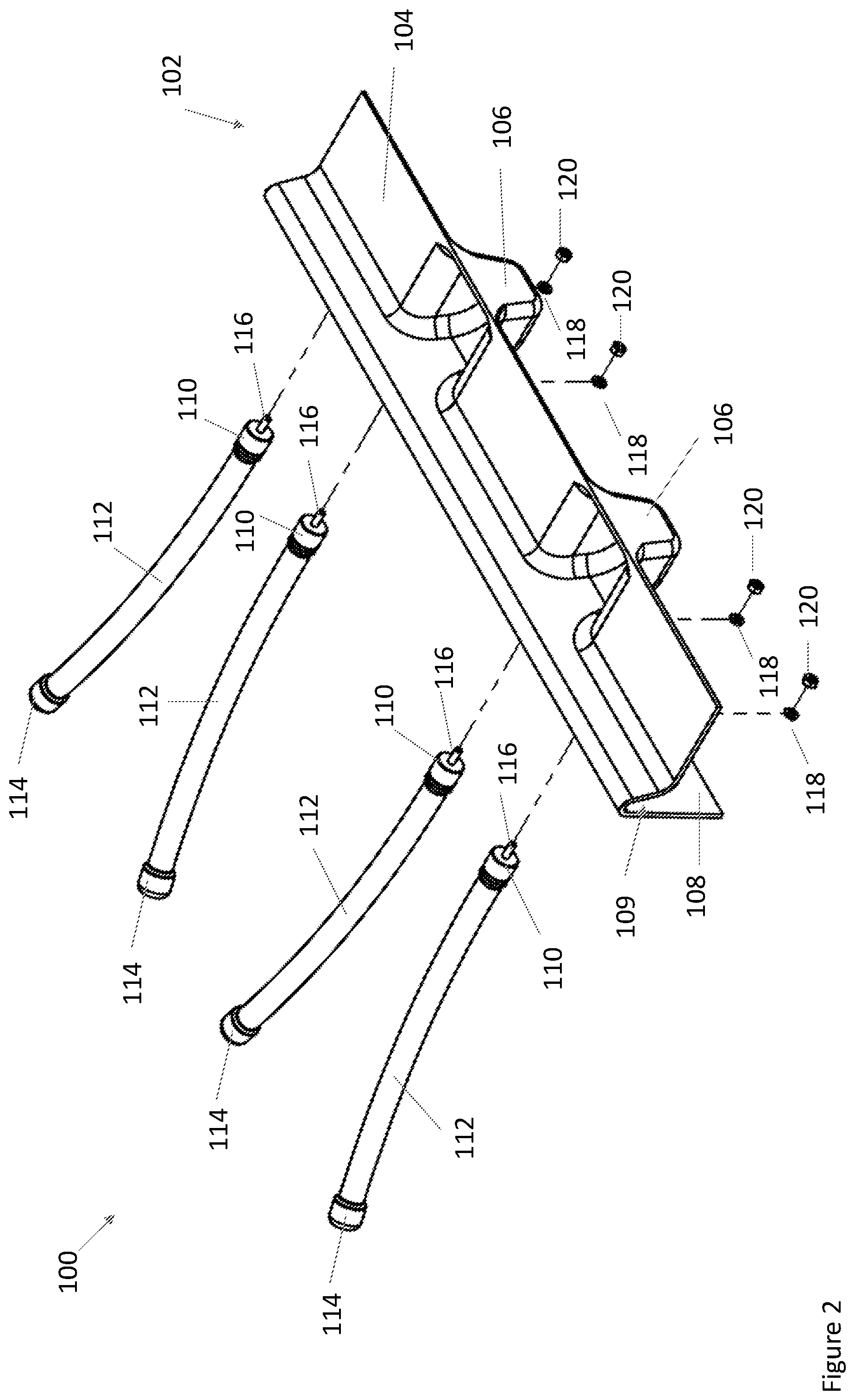 Patent US11814899 Figure 2 – Ladder securing device