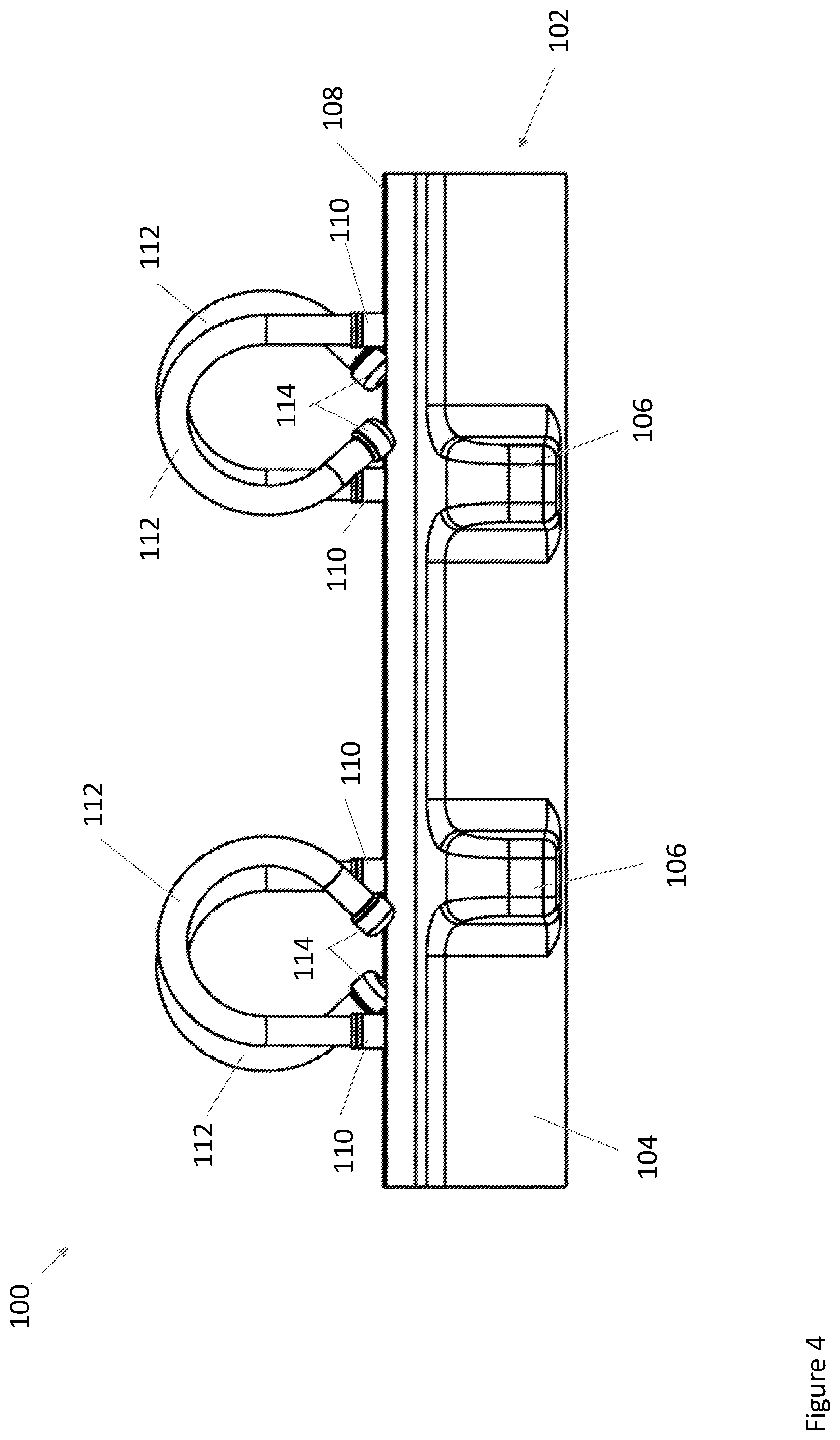 Patent US11814899 Figure 4 – Ladder securing device