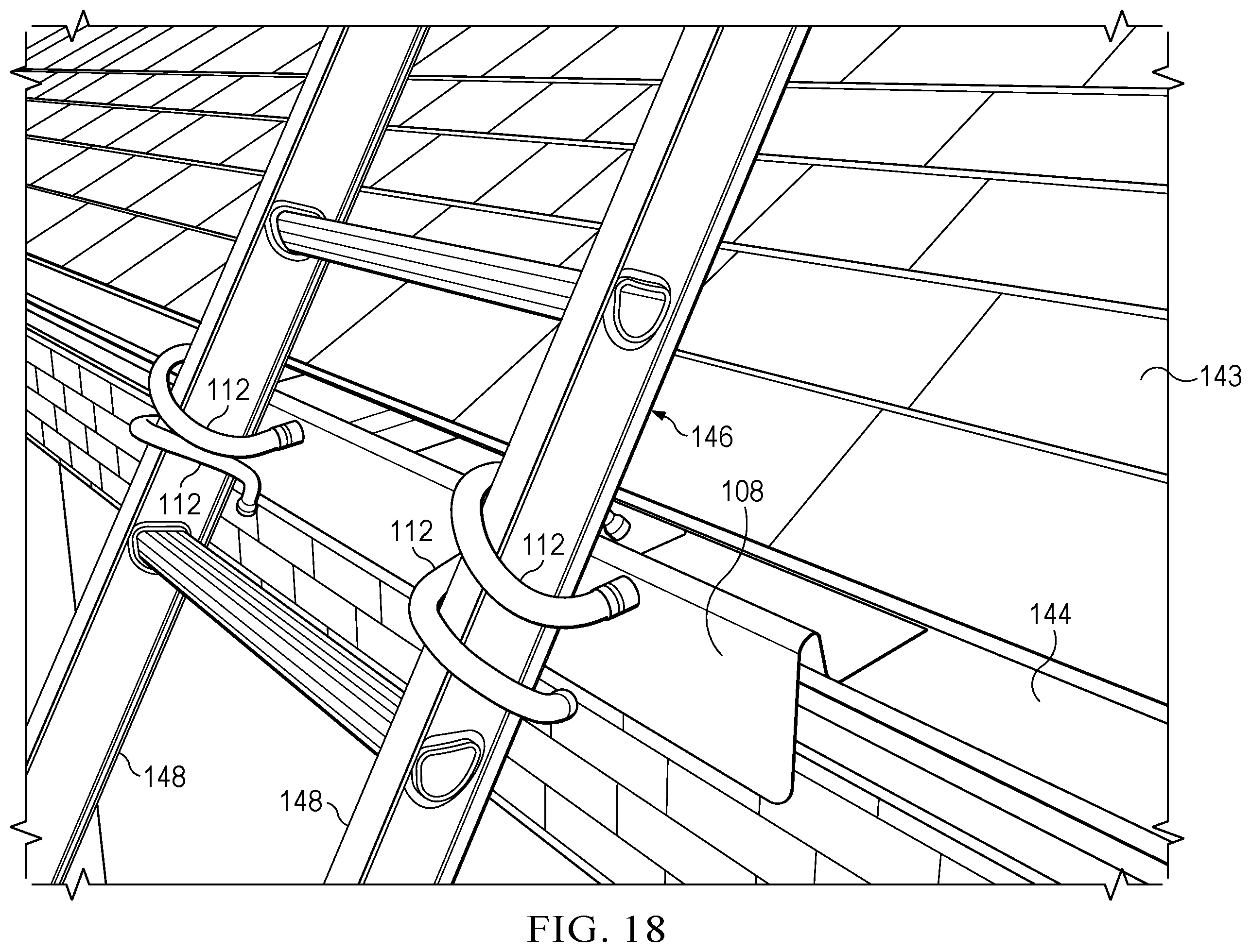Patent US11814899 Figure 16 – Ladder securing device