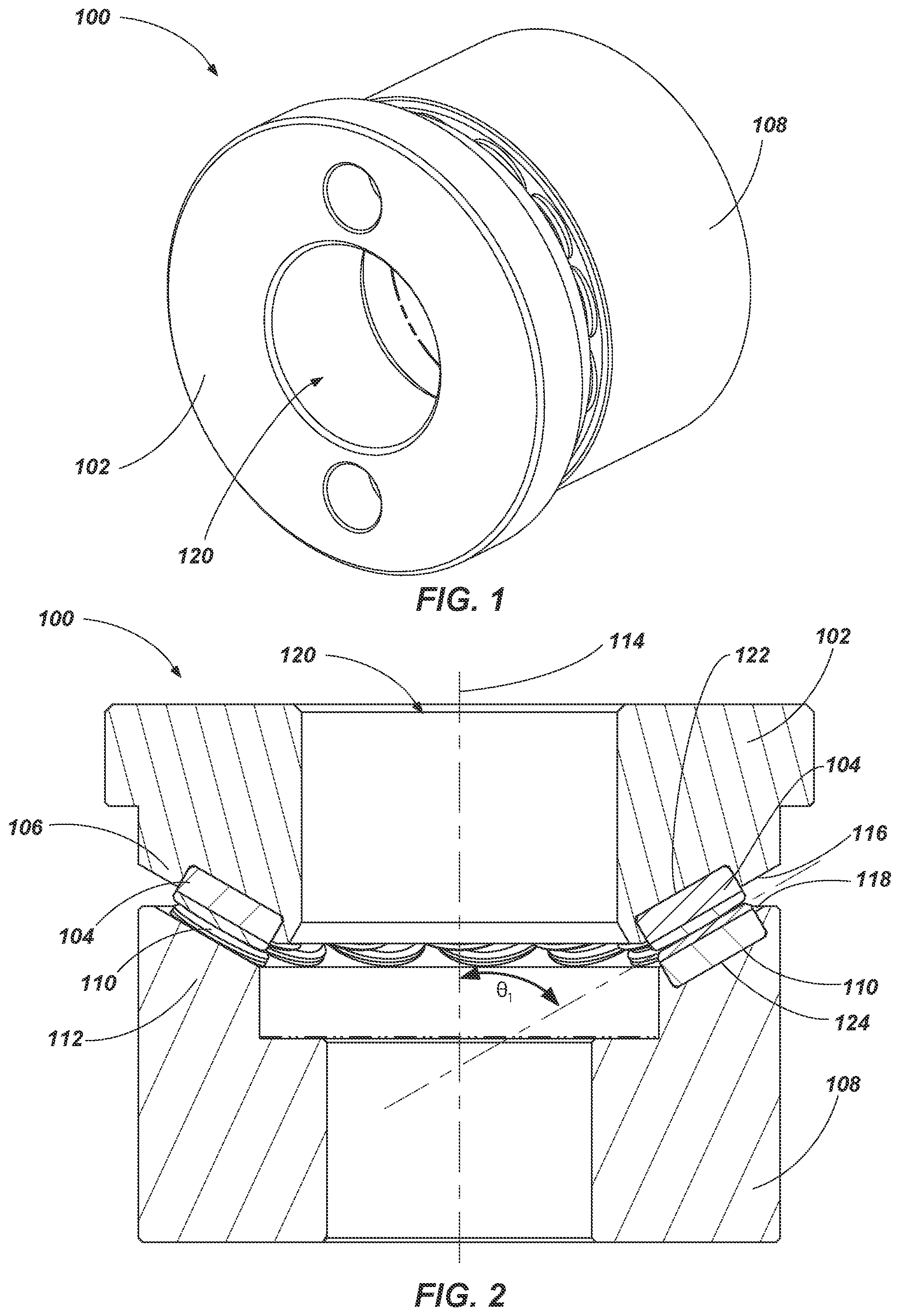 Patent US11814902 — Bearing assemblies, apparatuses, and methods including bearing elements — Figure 1