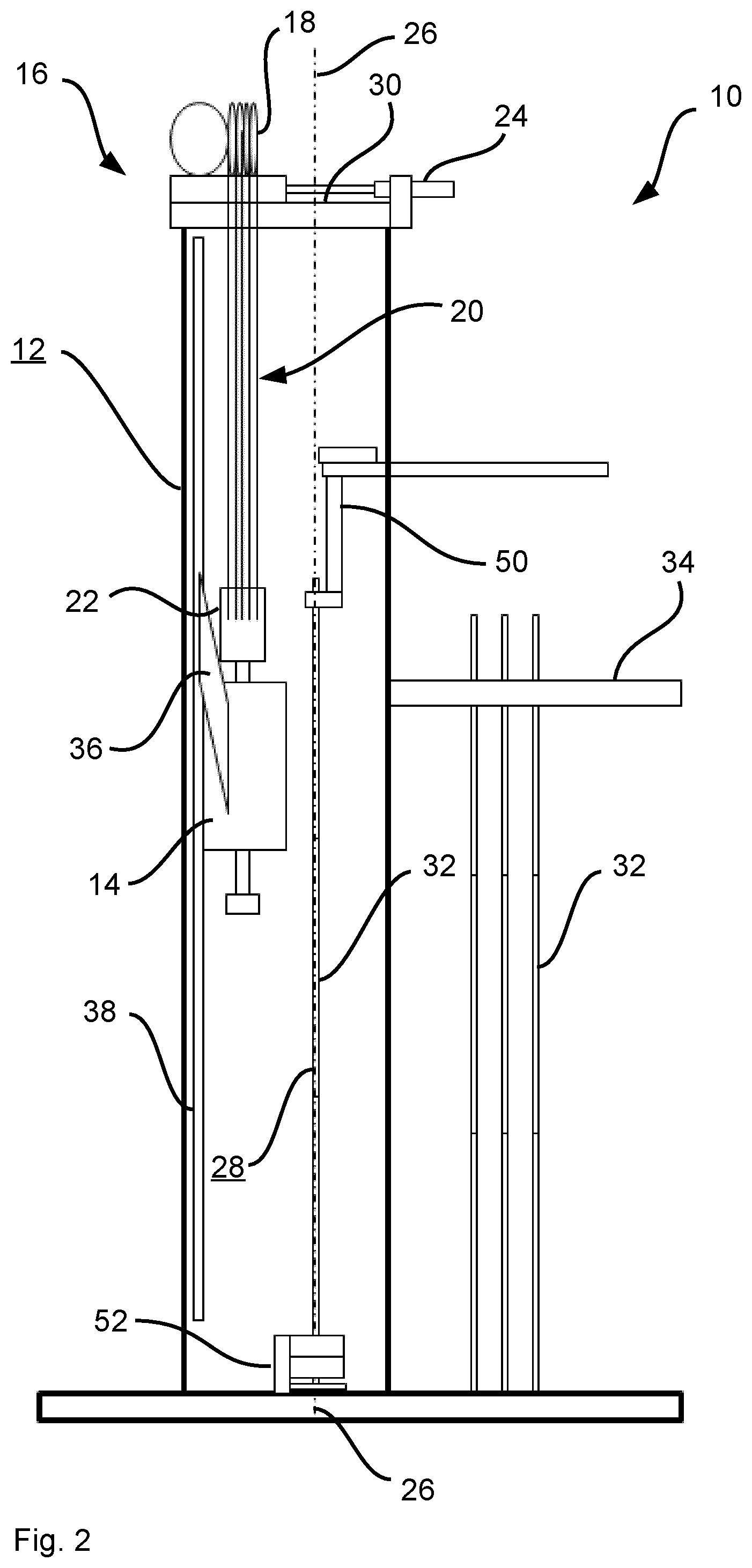 Patent US11814906 Figure 2 – Onshore drilling rig and method for moving a top drive in a drill mast of an onshore drilling rig
