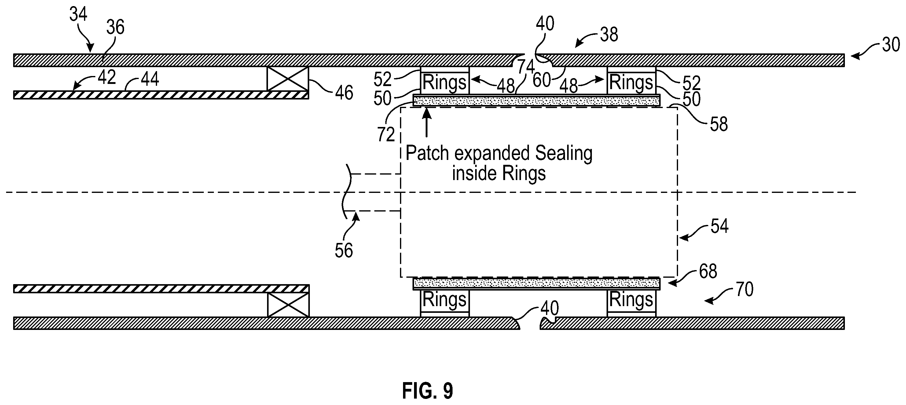 Patent US11814920 Figure 9 – System and methodology for through tubing patching