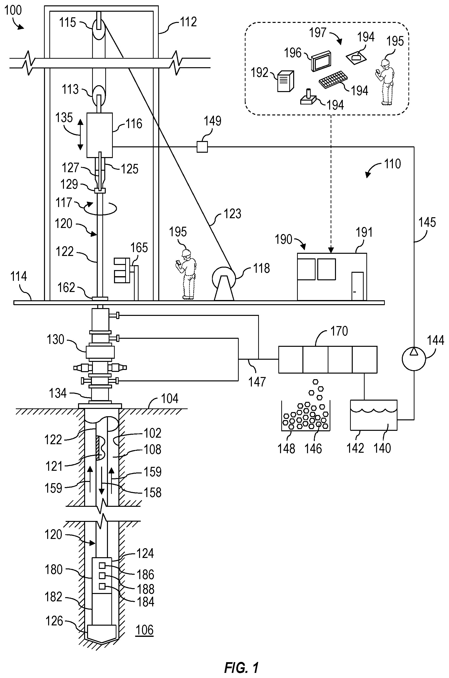 Patent US11814942 Figure 1 – Optimizing algorithm for controlling drill string driver