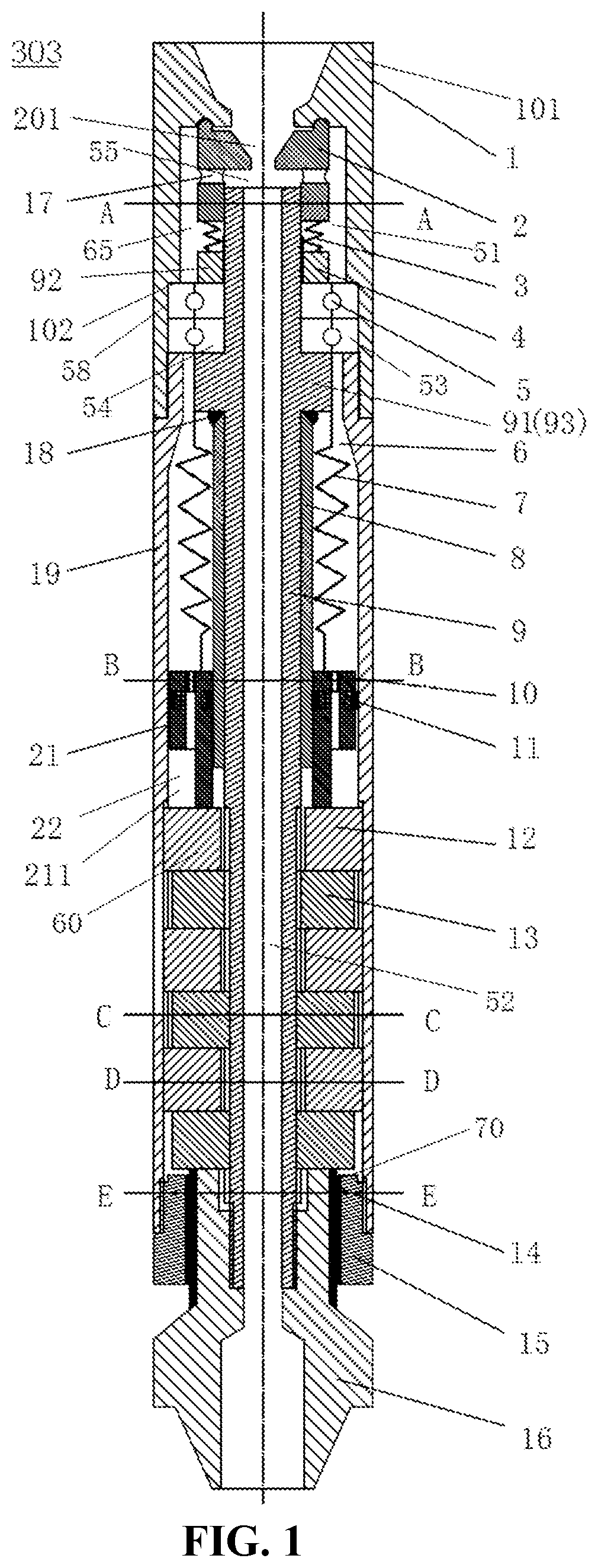 Patent US11814944 Figure 1 – Reactive torque automatic balancing device for screw drilling tool, drilling string, and method